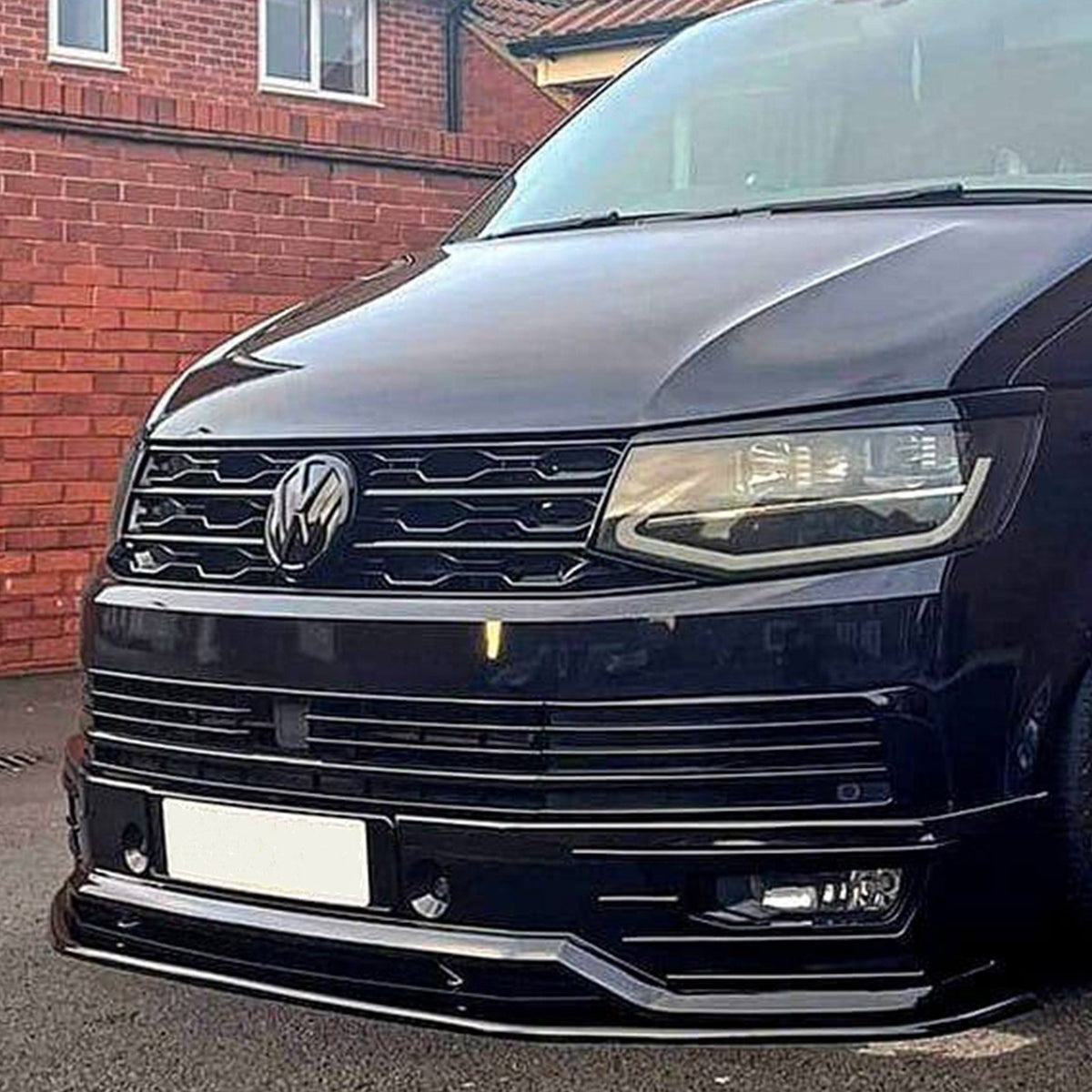For VW T6 Front R-Line Badgeless Grille Gloss Black Upgrade Styling Kit - Van-X