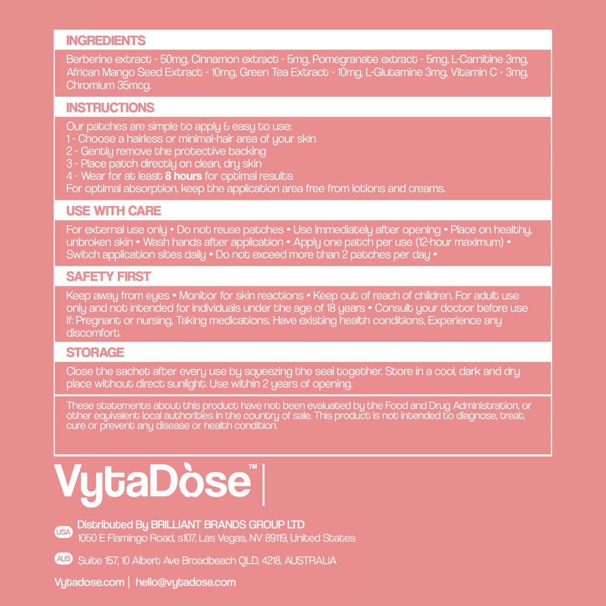 Vytadose Extra Strength GLP-1 Patches – 10x Berberine Formula | Hunger Support