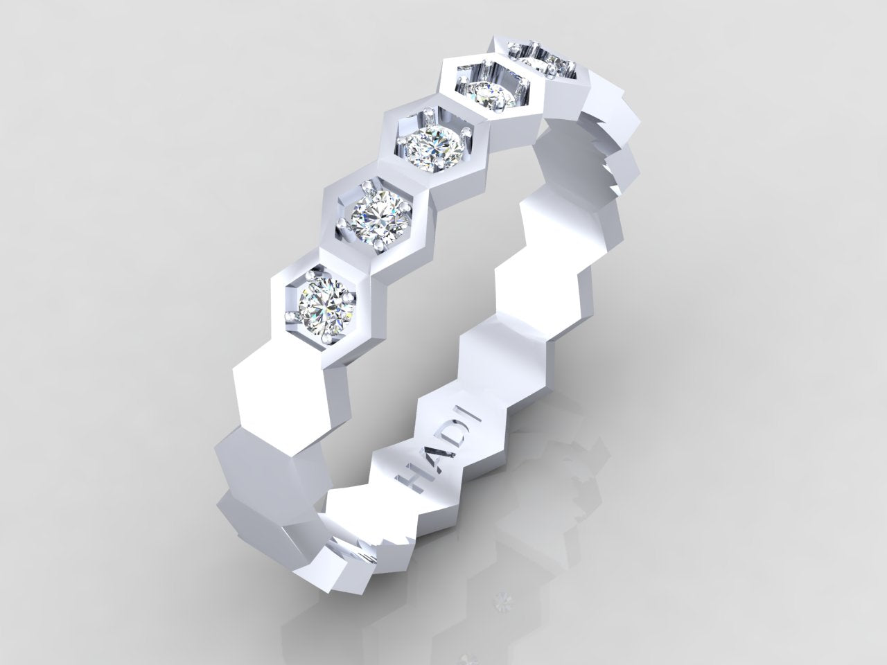 Bees Nest - Minimalist Hexagonal Diamond Band