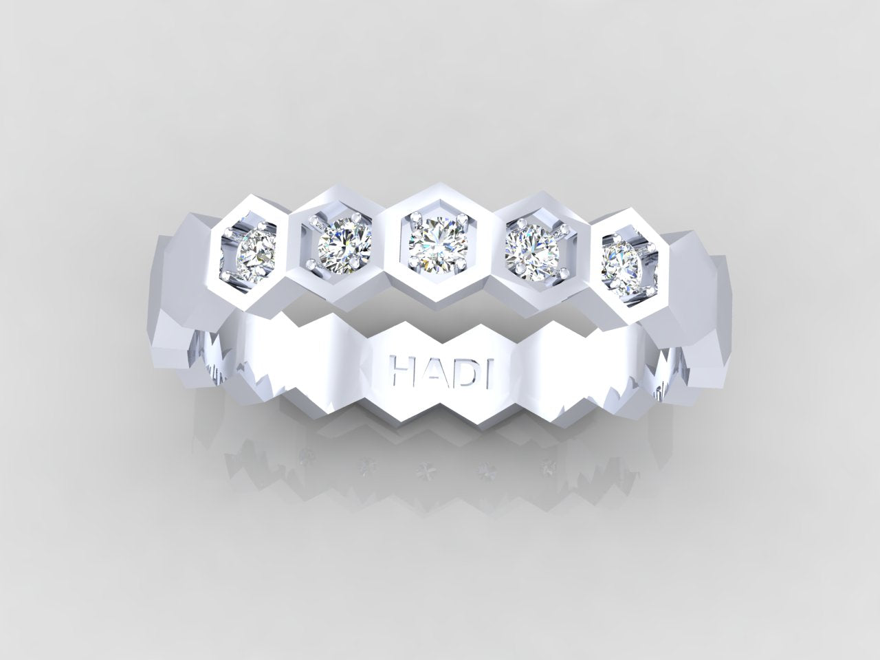 Bees Nest - Minimalist Hexagonal Diamond Band