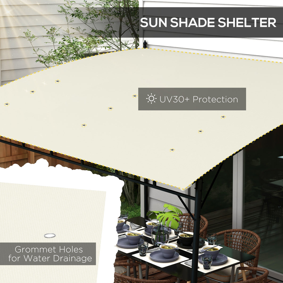 Outsunny 3 x 4m Metal Pergola, Outdoor Gazebo UV-Resistant, Cream White