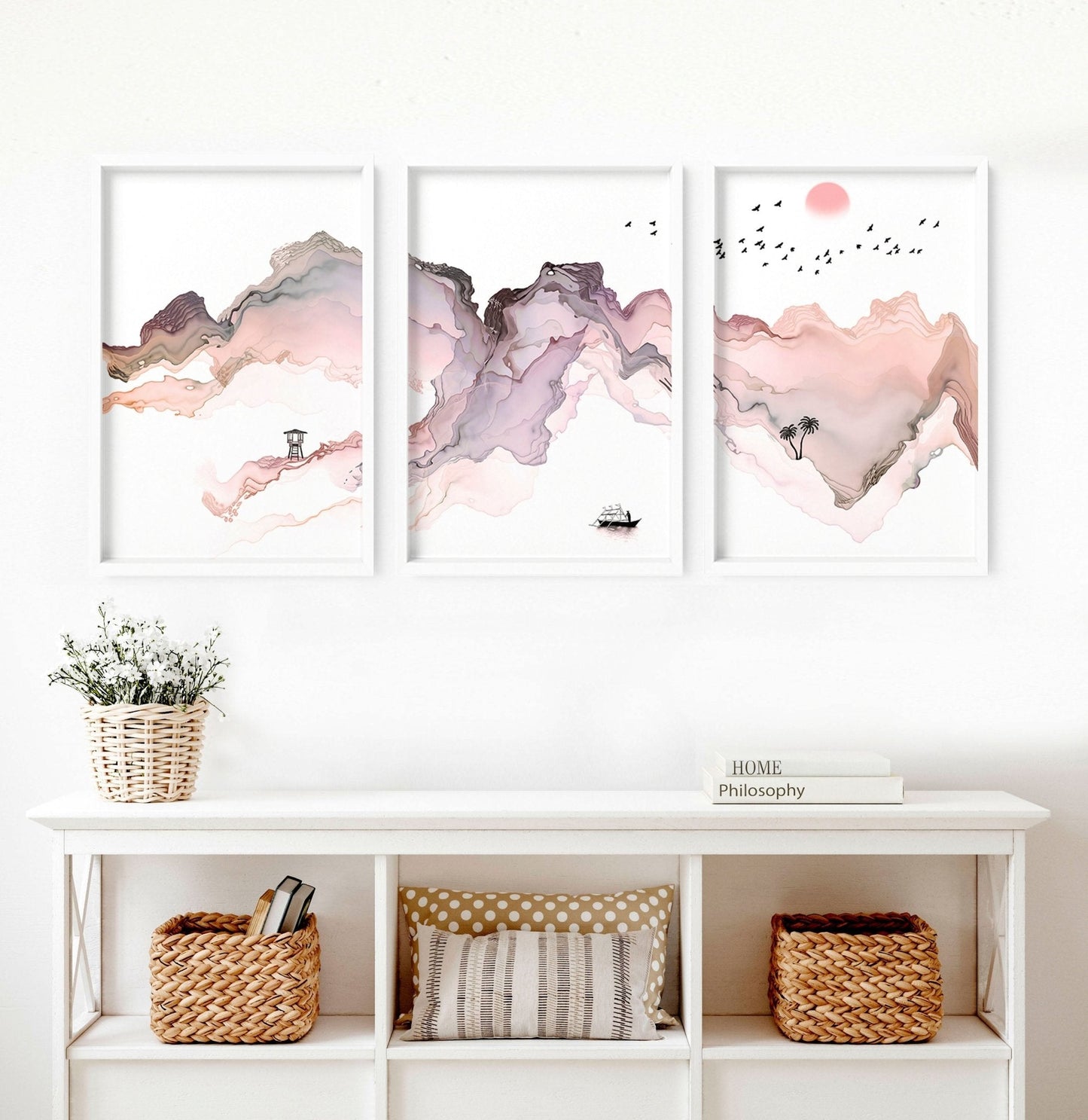 Wall art seaside | set of 3 framed wall art prints