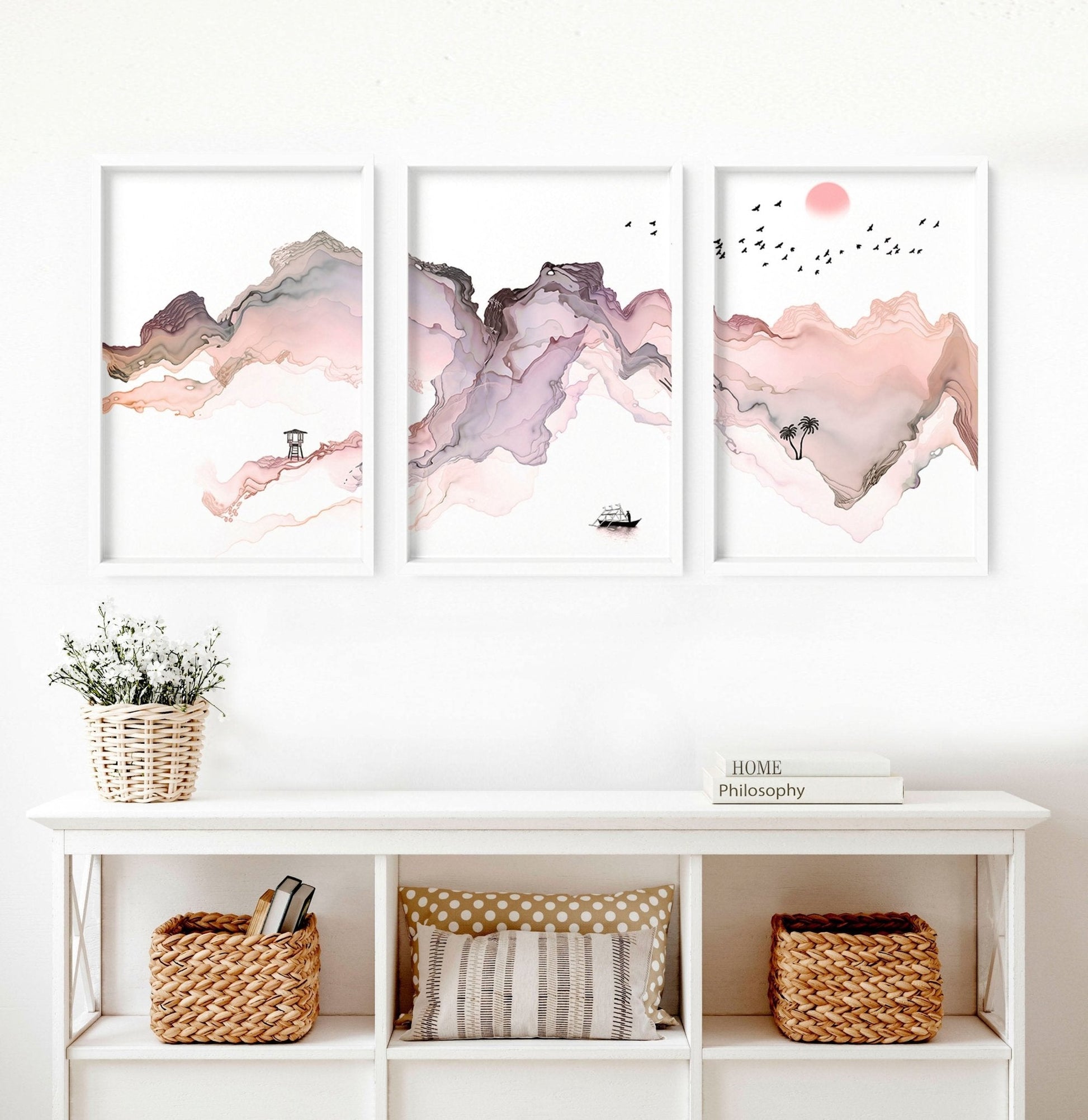 Wall art seaside | set of 3 framed wall art prints