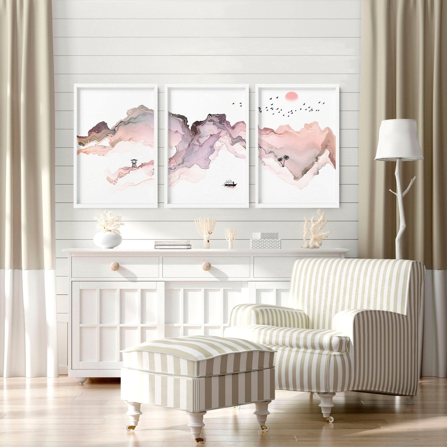 Wall art seaside | set of 3 framed wall art prints