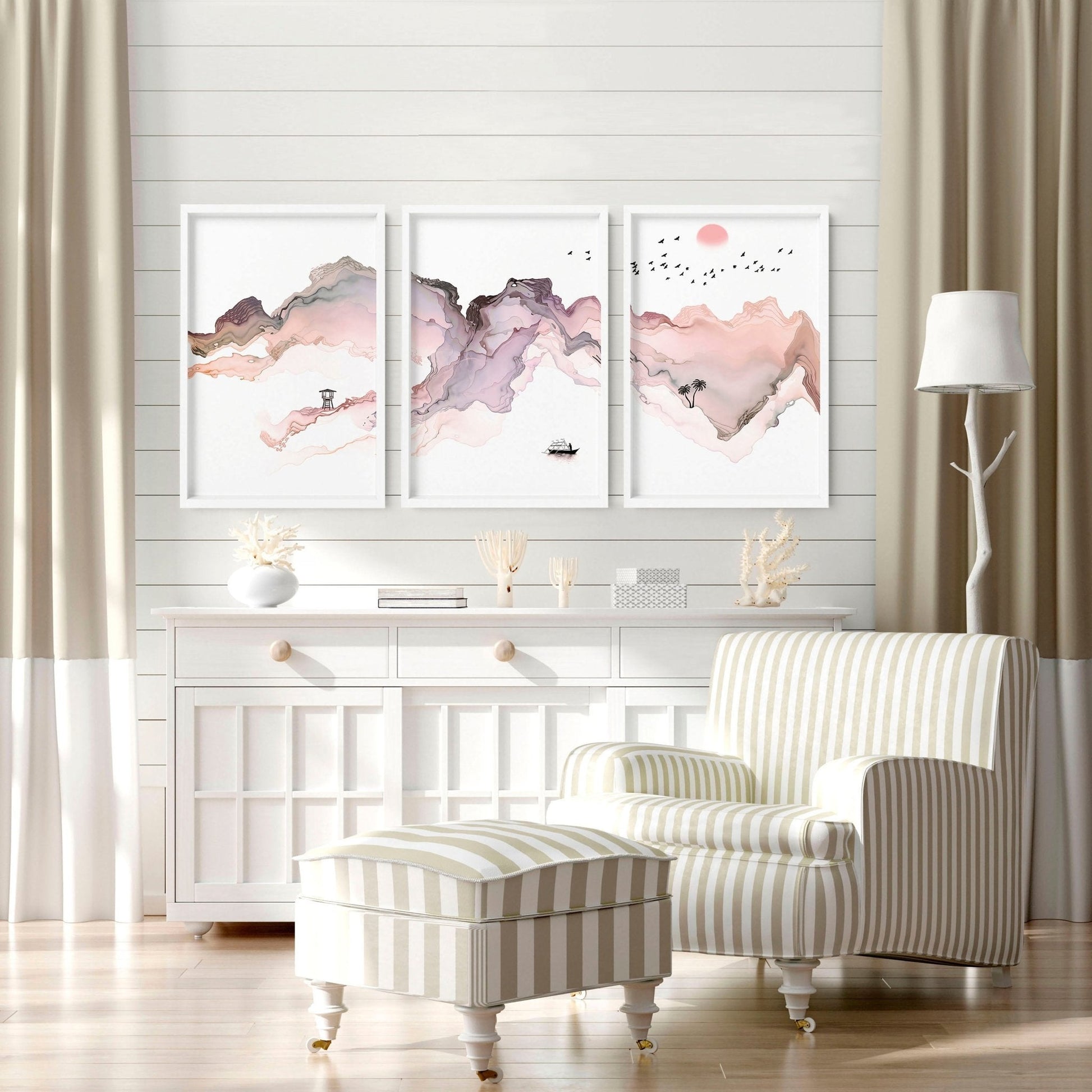 Wall art seaside | set of 3 framed wall art prints