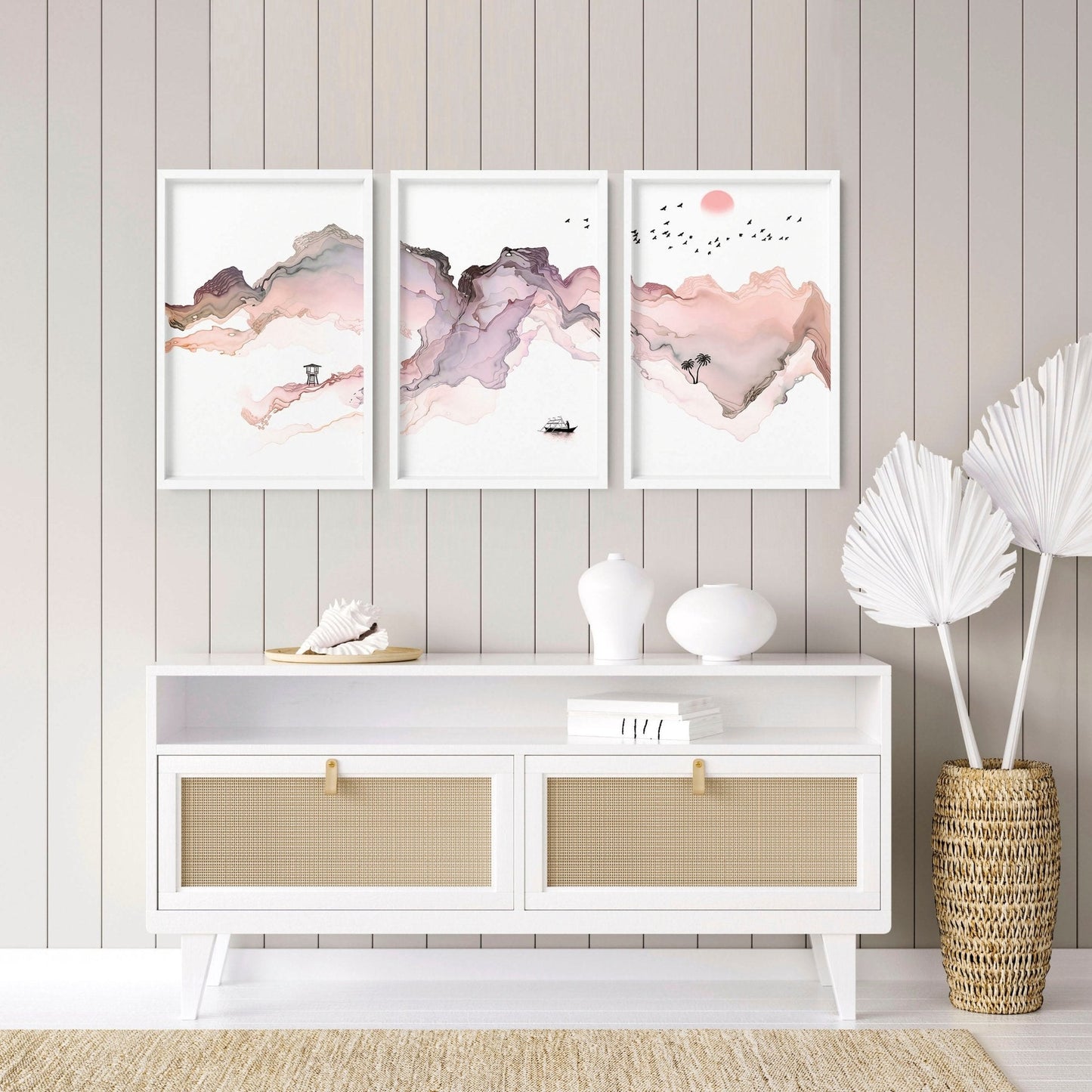 Wall art seaside | set of 3 framed wall art prints