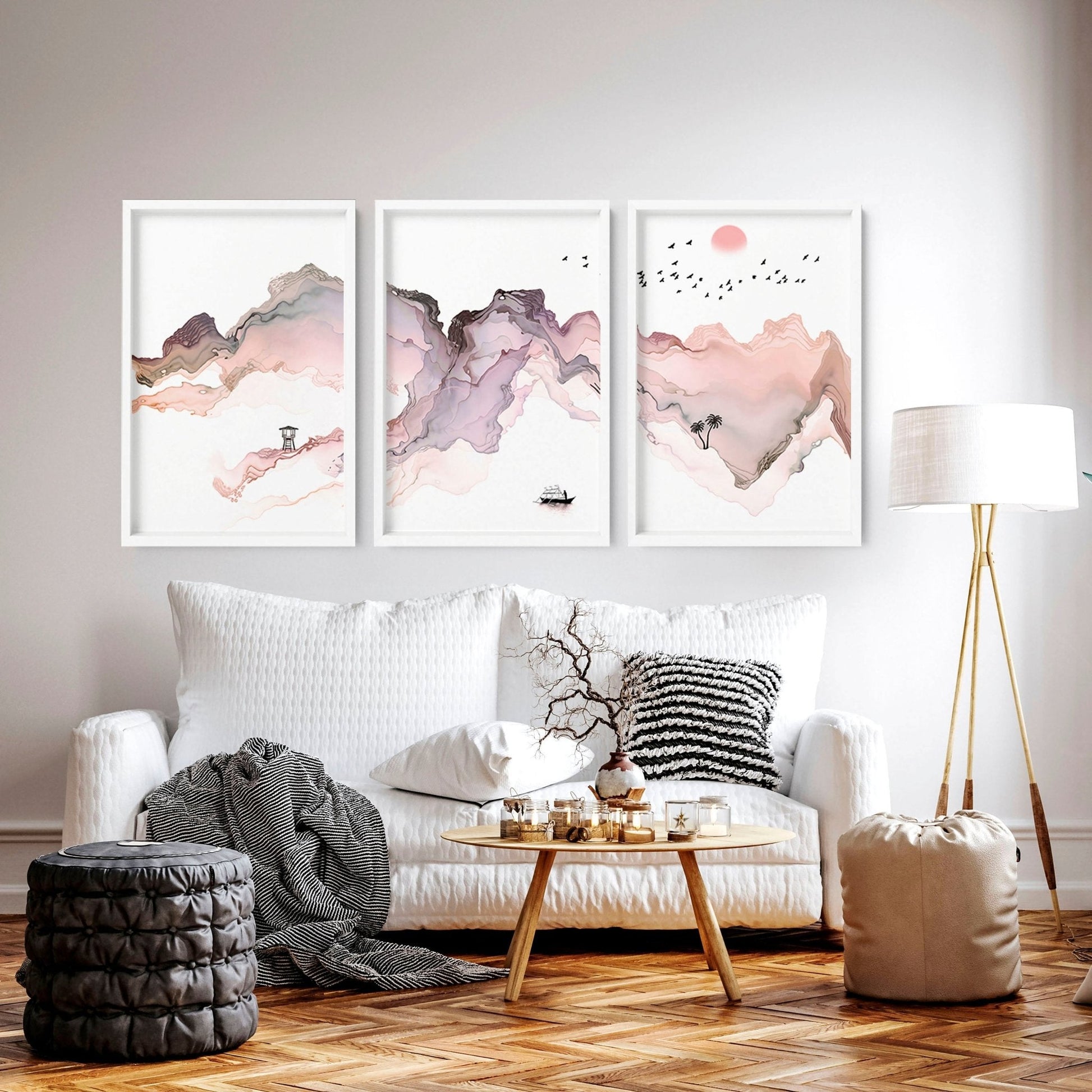 Wall art seaside | set of 3 framed wall art prints