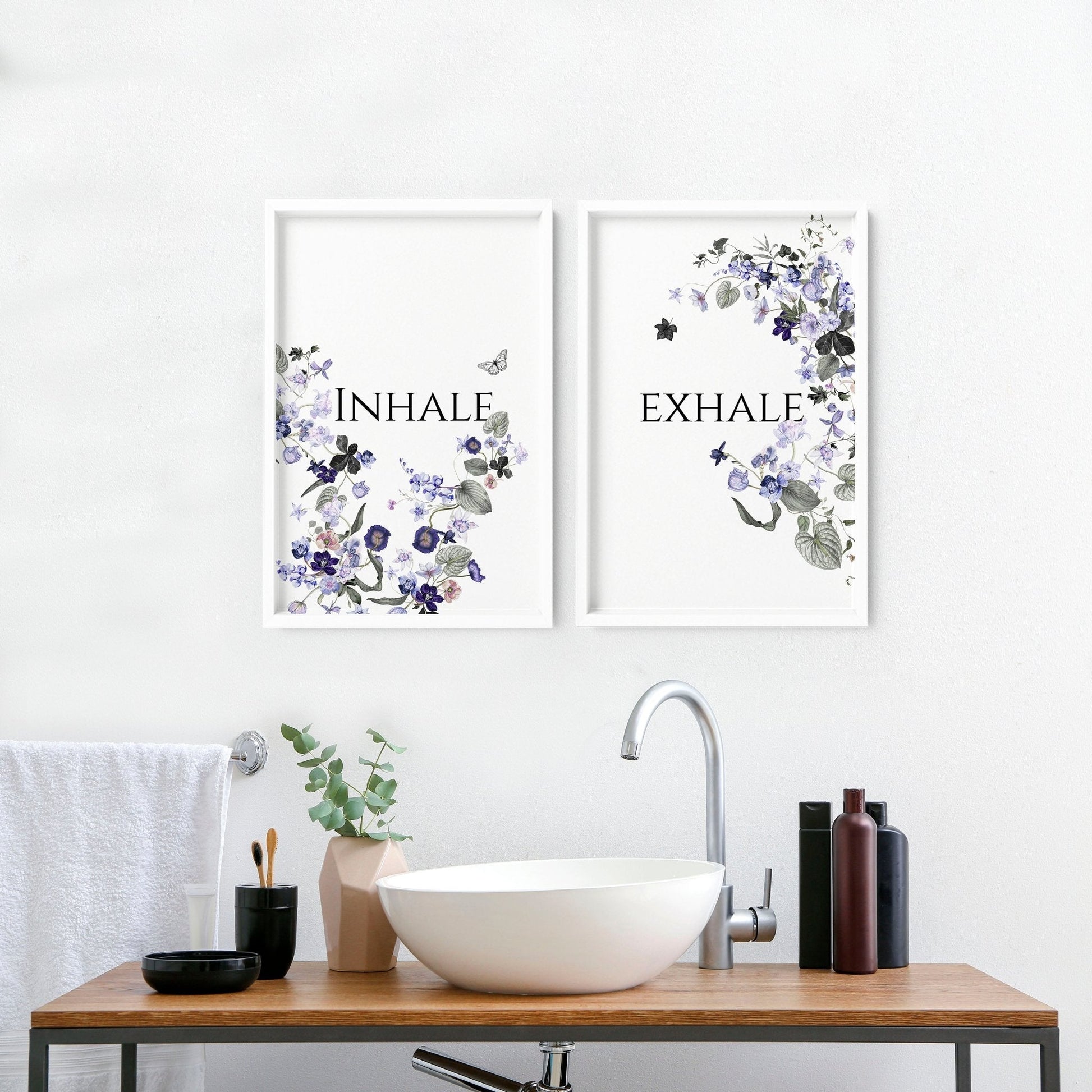 Bathroom wall decoration | set of 2 framed wall art prints