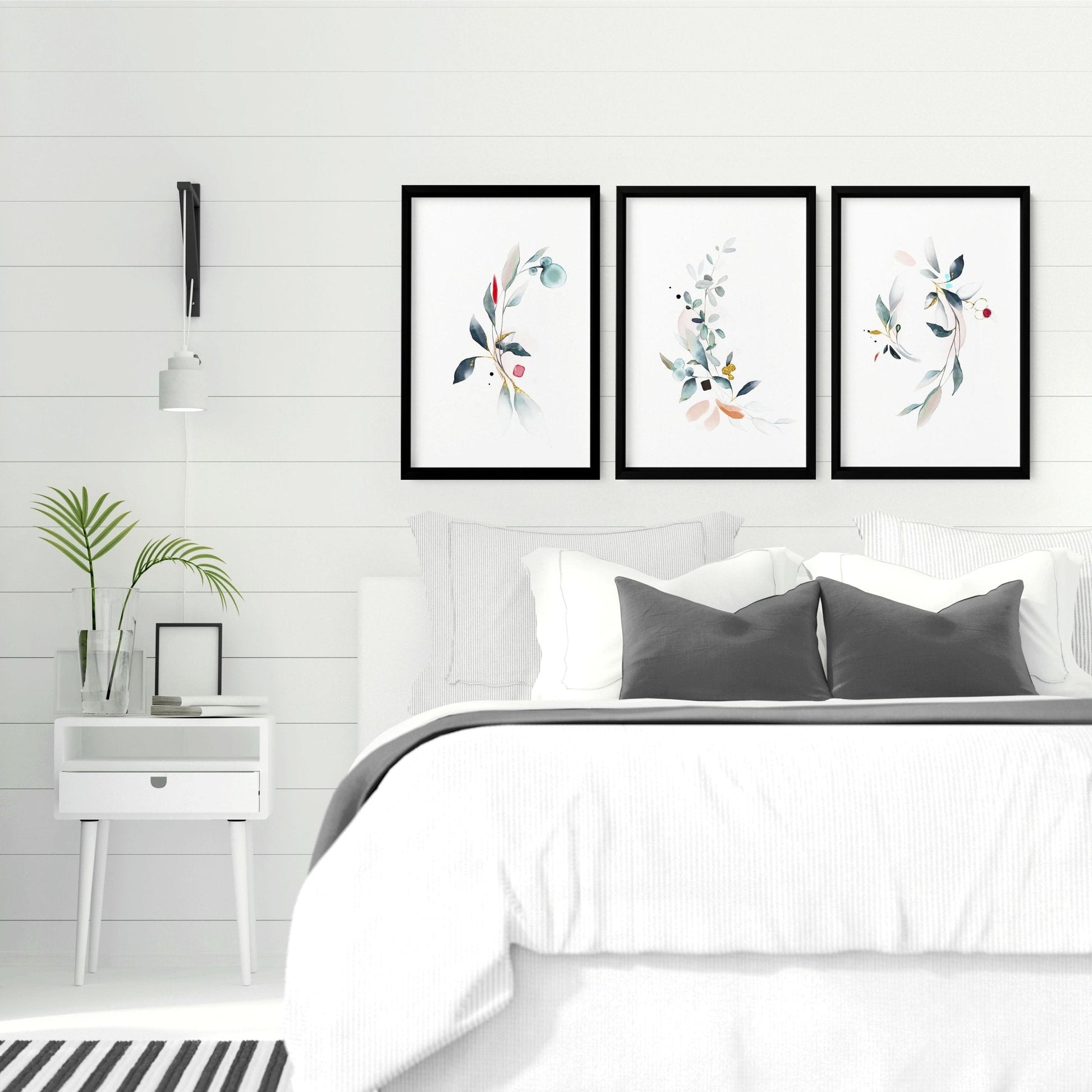 Relaxing bedroom wall art | set of 3 framed art prints