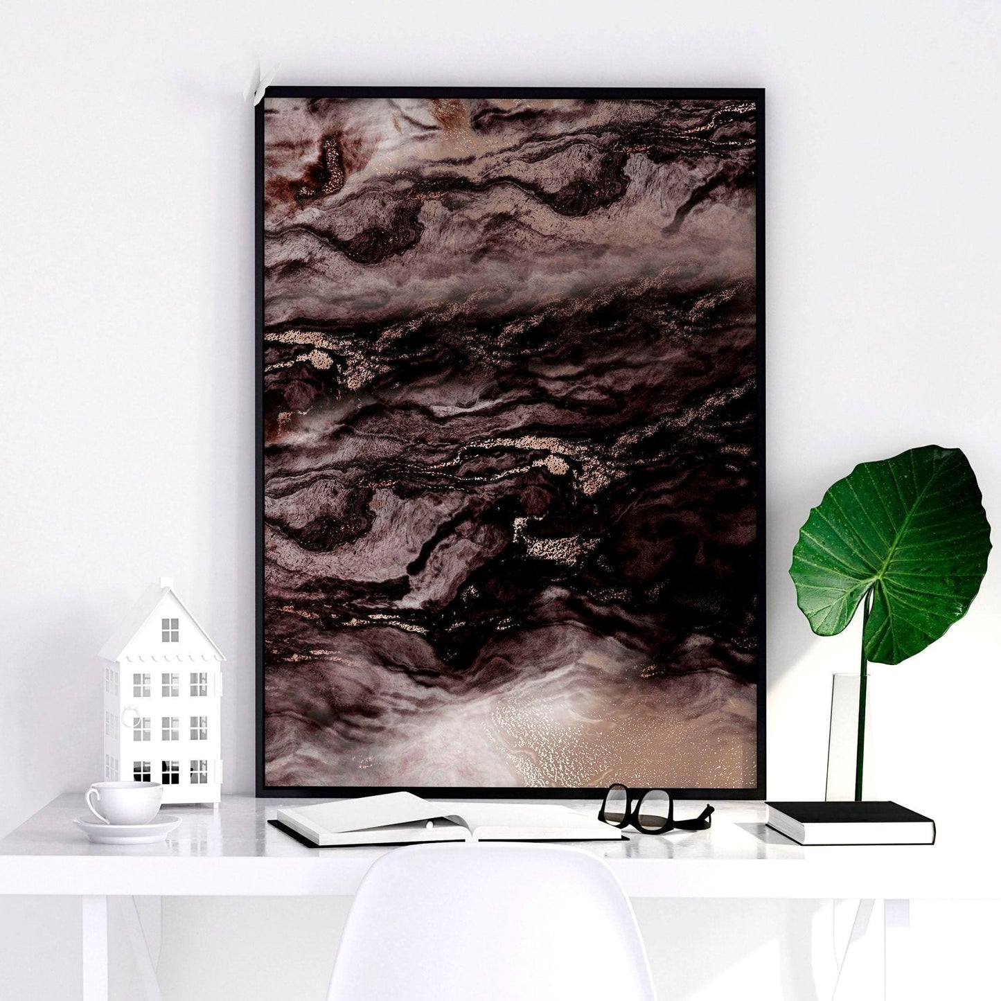 Wall print living room | set of 3 Marble prints