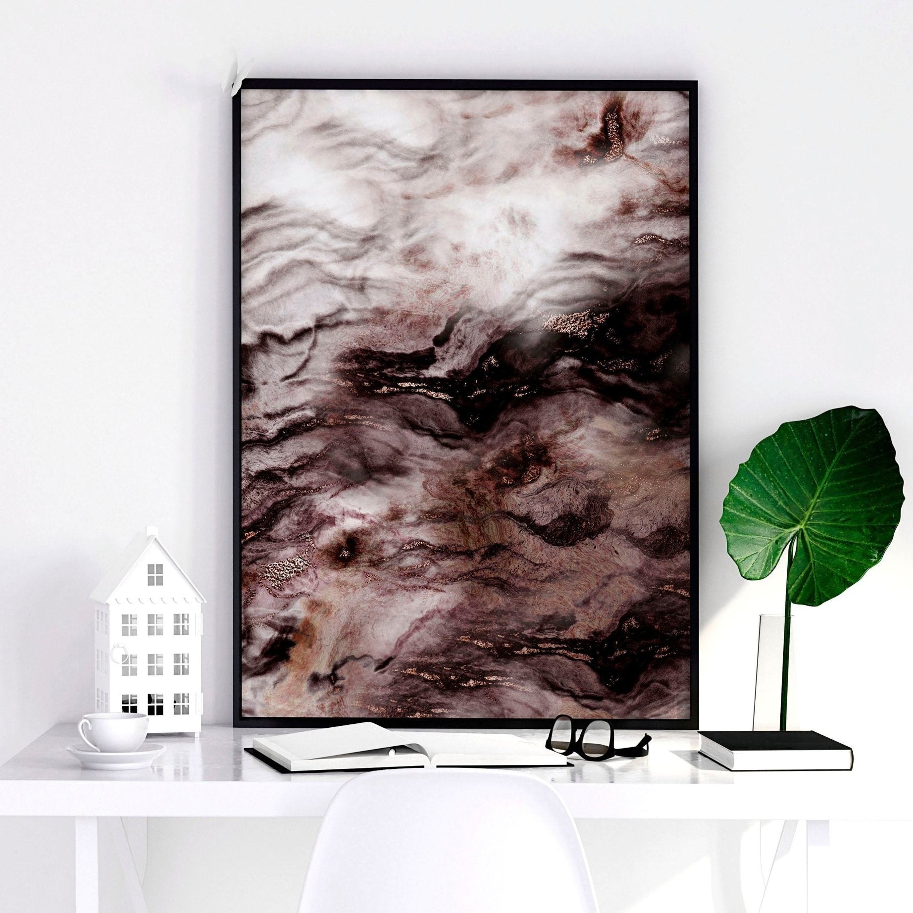 Wall print living room | set of 3 Marble prints