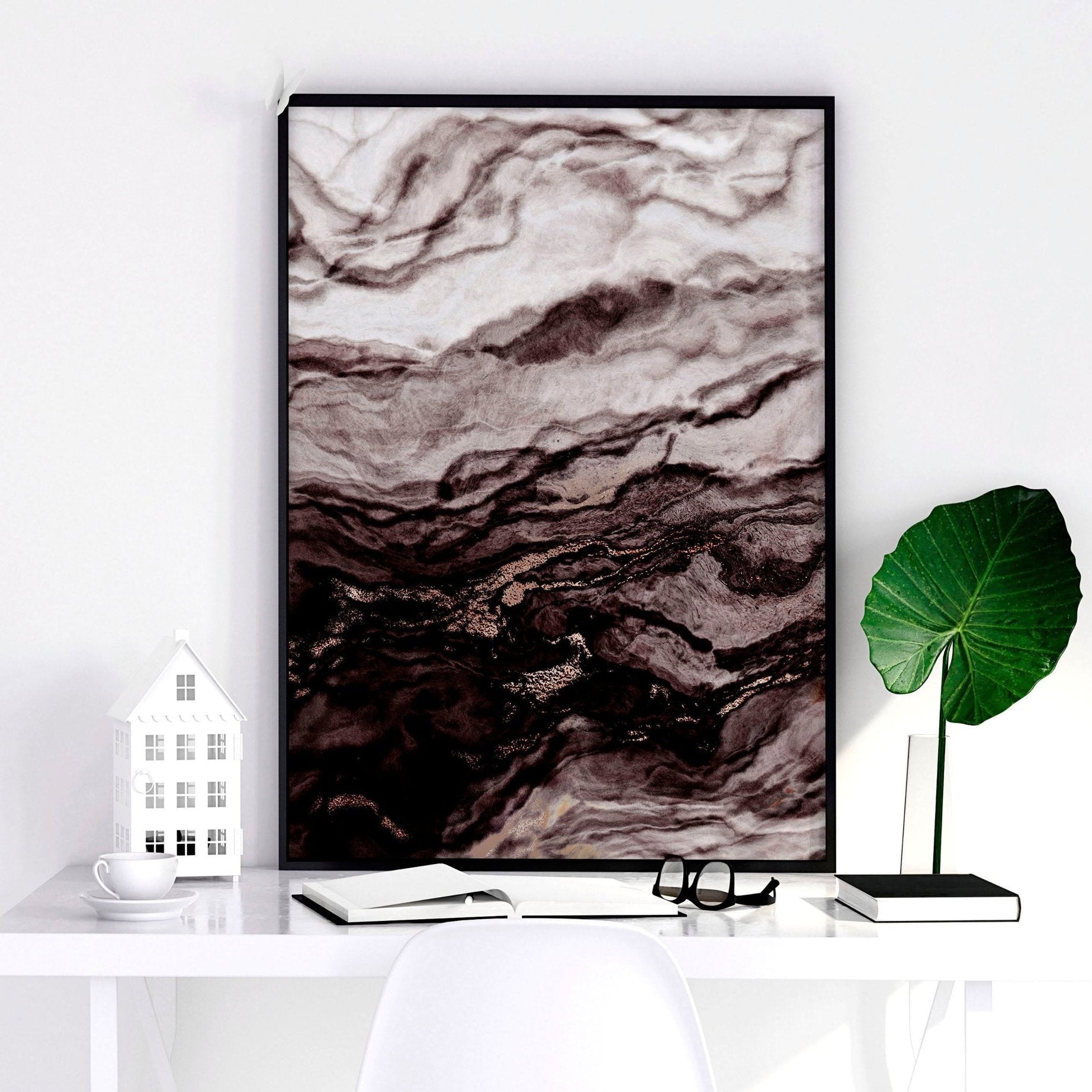 Wall print living room | set of 3 Marble prints