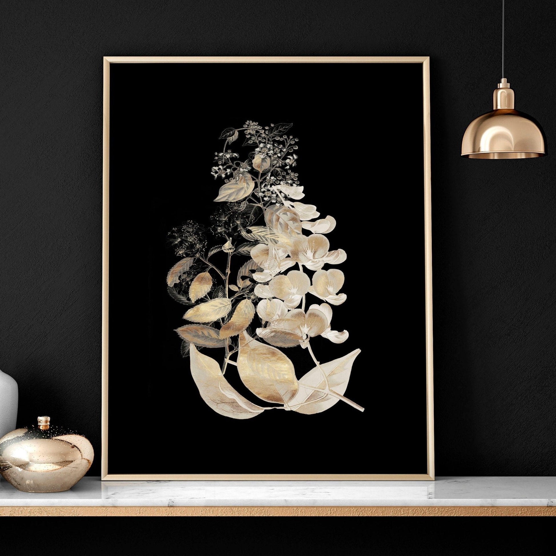 Wall art gold | set of 3 Floral wall art for living room