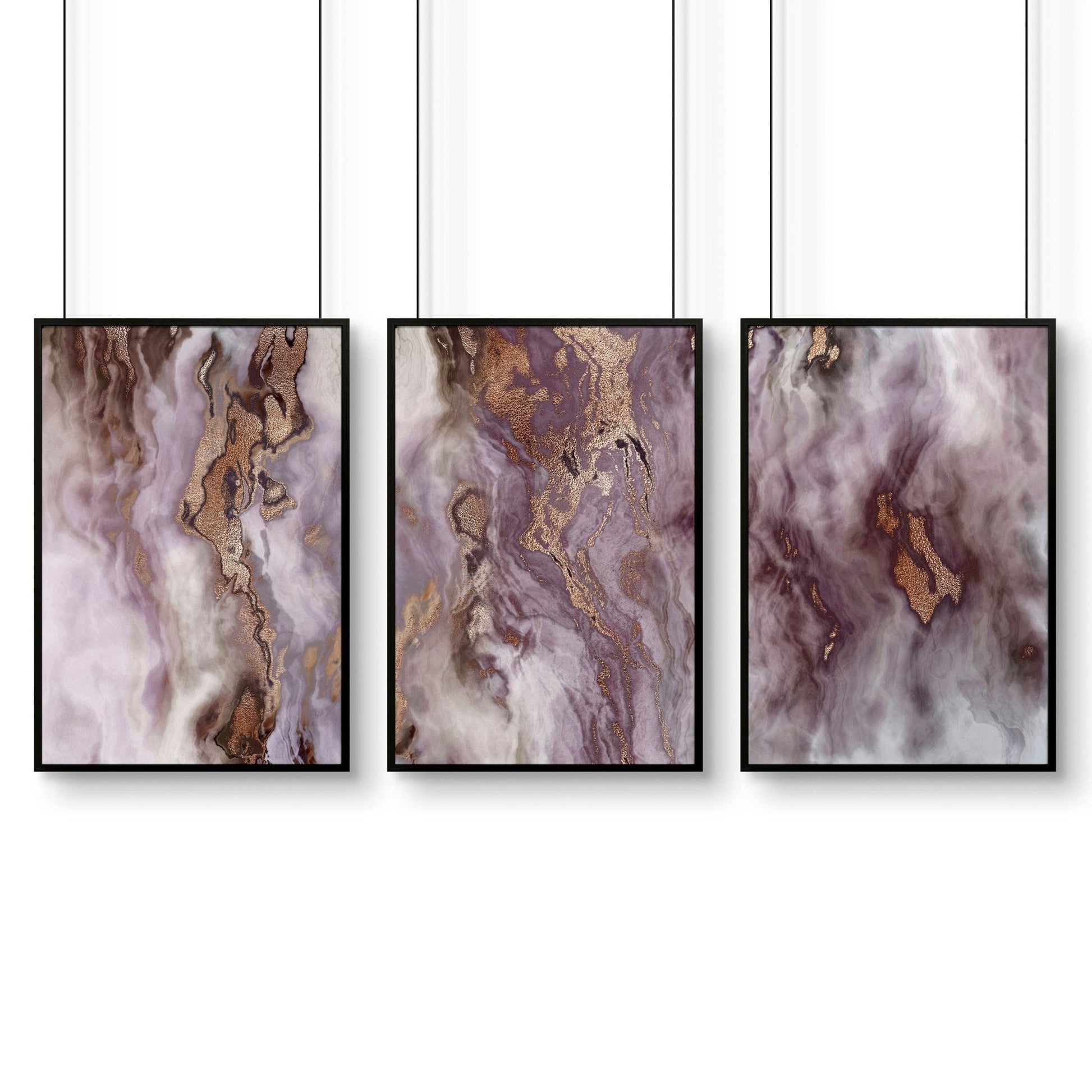 Wall art prints | set of 3 Marble Rose Gold art prints