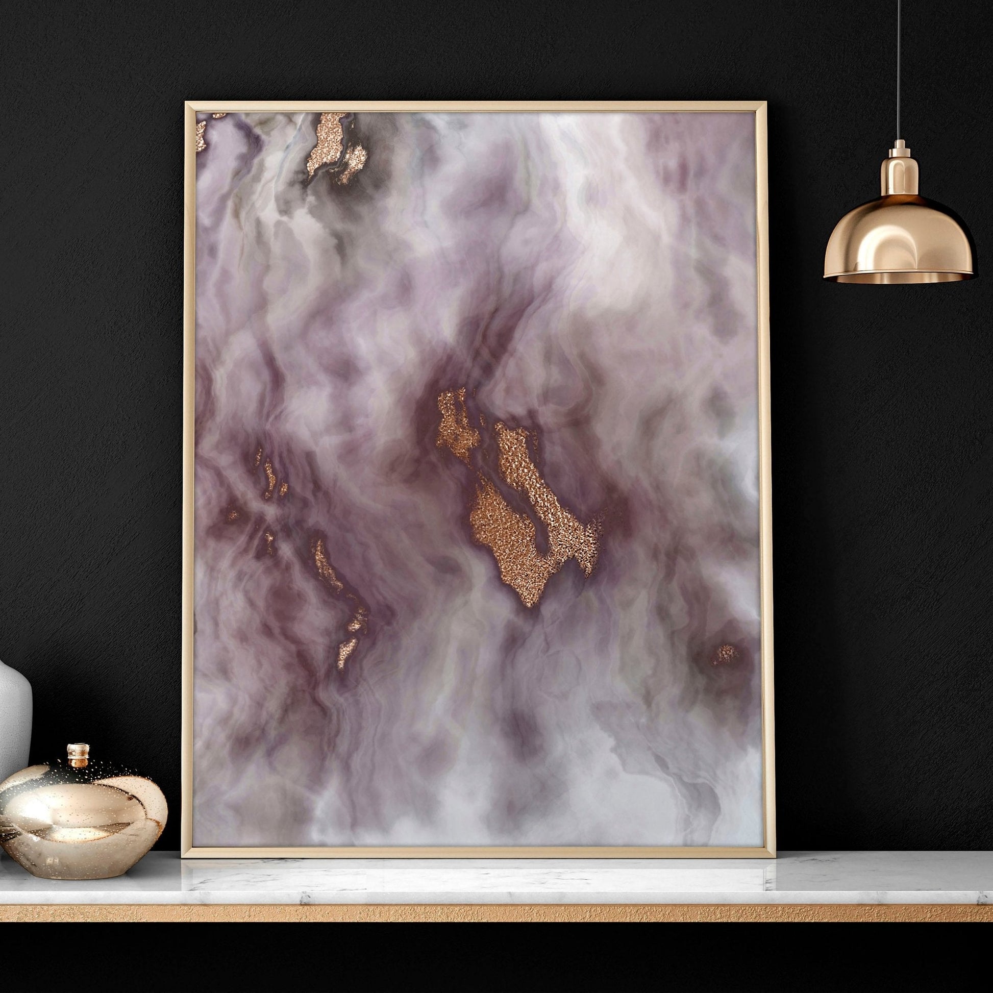 Wall art prints | set of 3 Marble Rose Gold art prints