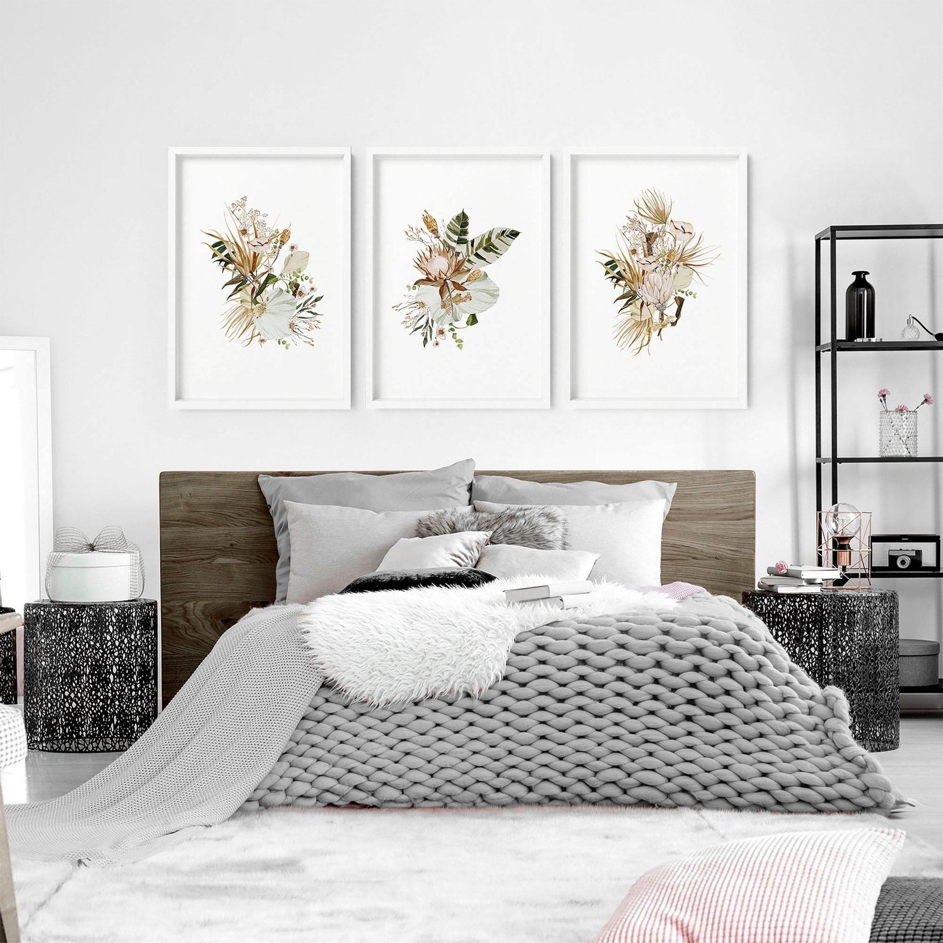 3 pictures above bed | set of 3 framed wall art