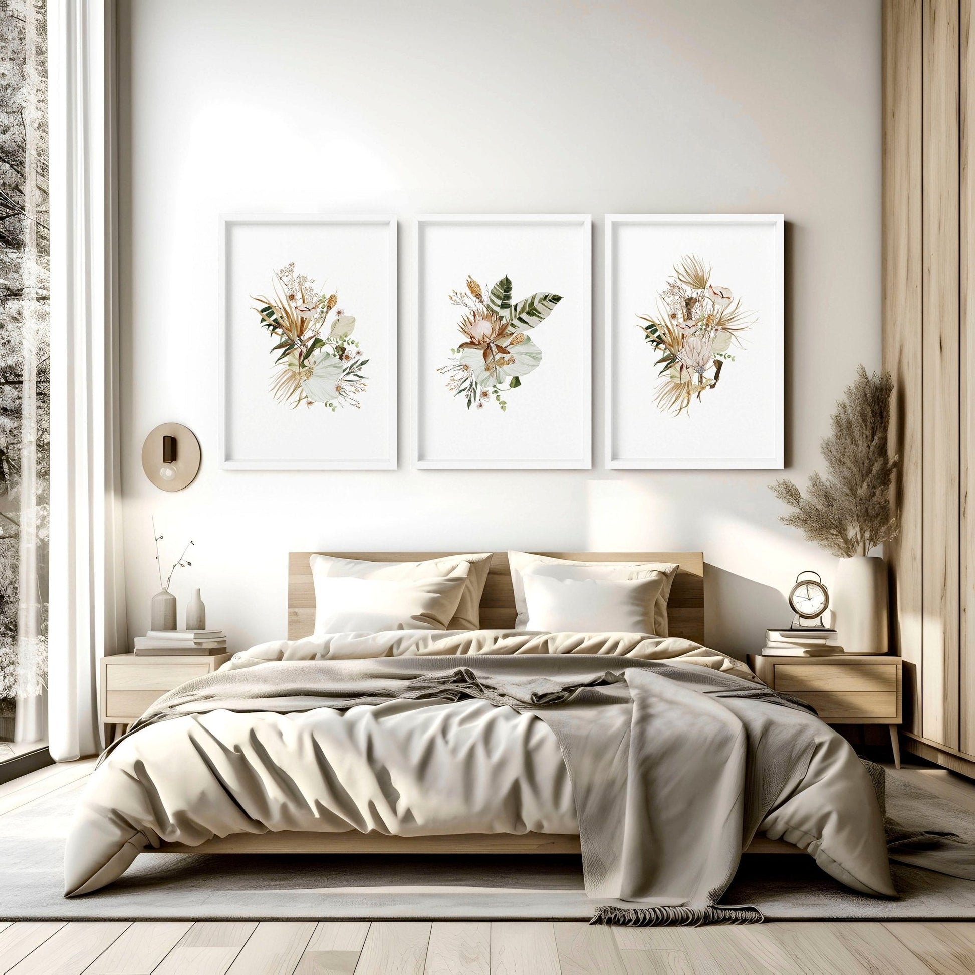 3 pictures above bed | set of 3 framed wall art