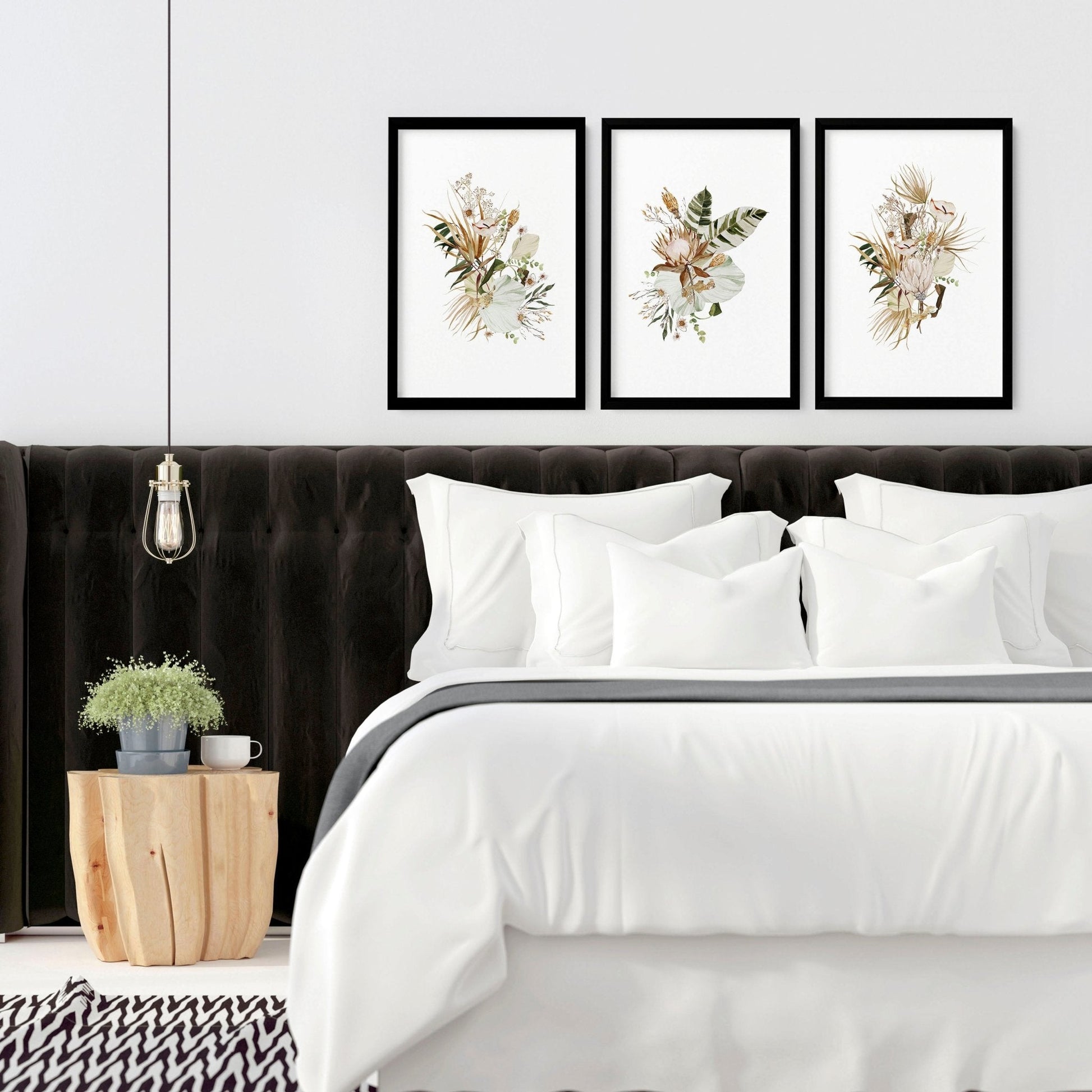 3 pictures above bed | set of 3 framed wall art