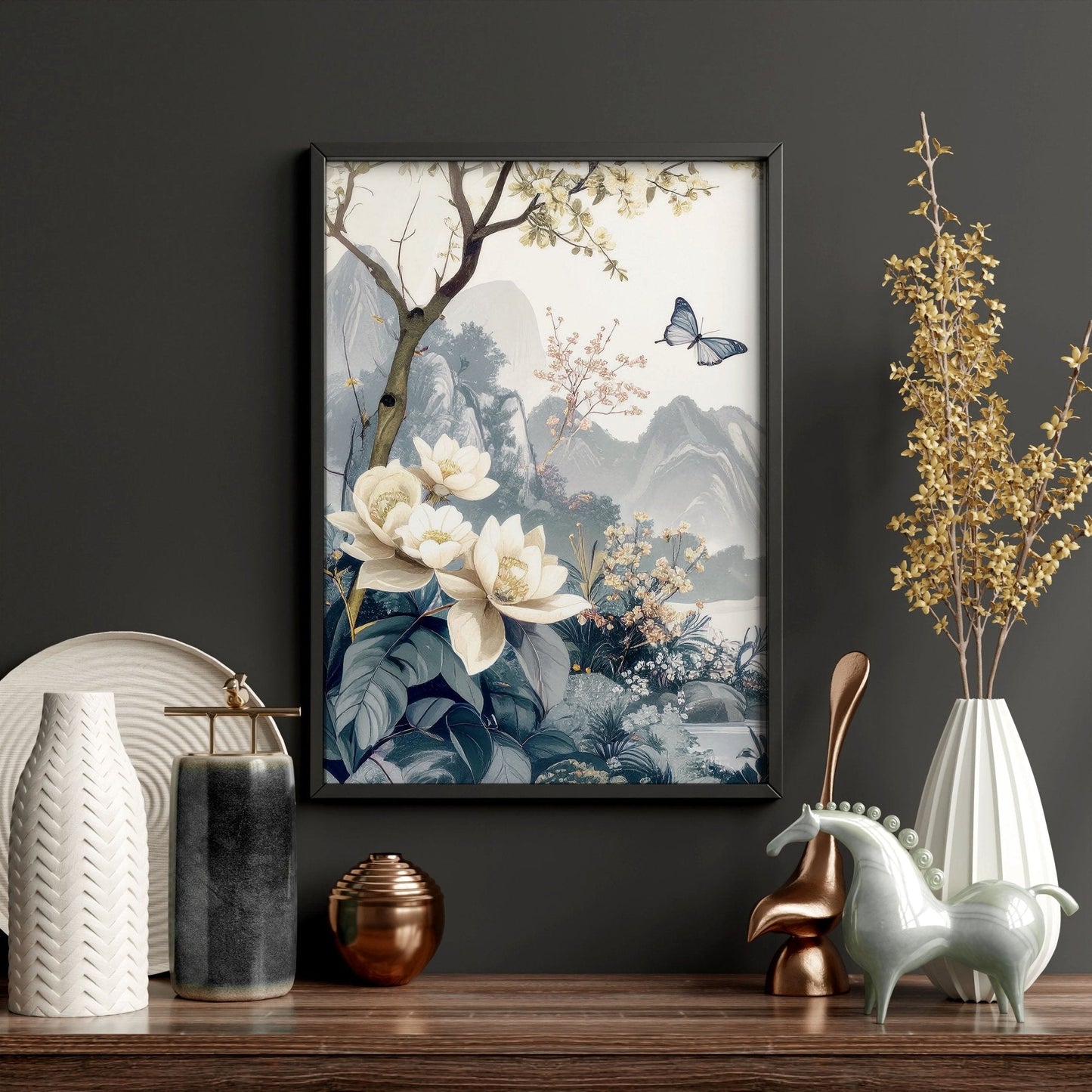 Wall Framed Art | Set of 3 Chinoiserie Wall art Prints