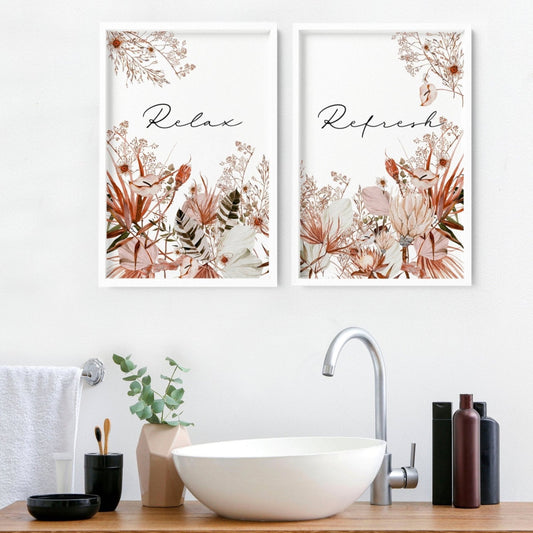 Bathroom wall pictures | Set of 2 framed wall art