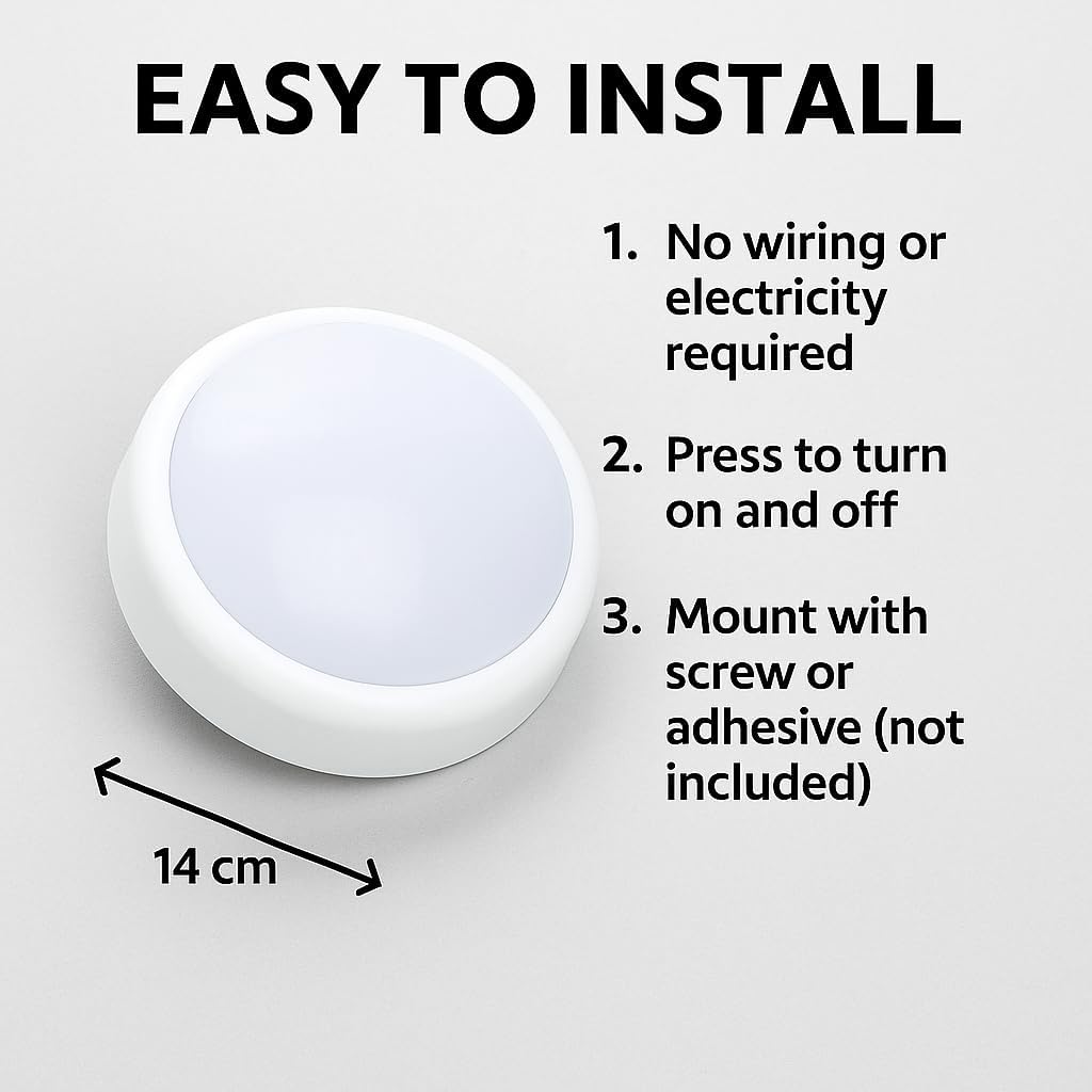 Battery Operated LED Push Light for Cupboards & Wardrobes