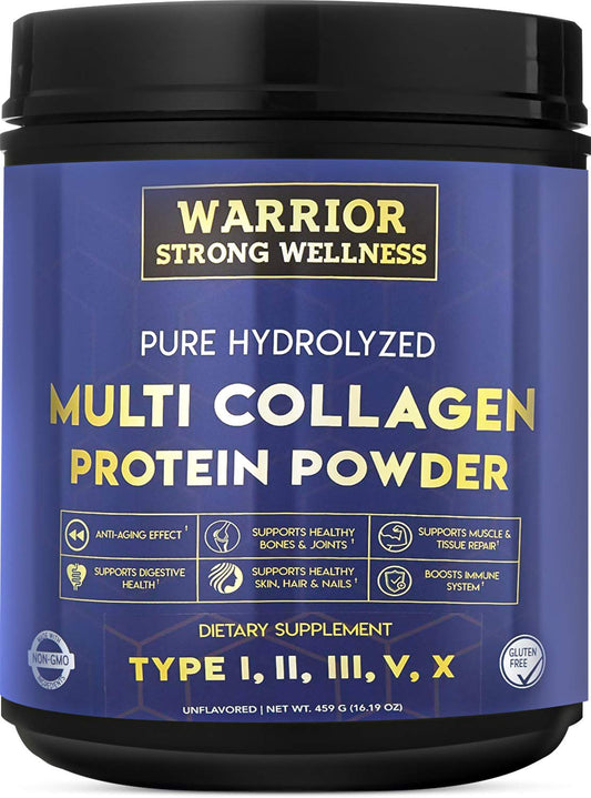 Warrior Strong Wellness Multi Collagen Powder - Unflavored Hydrolyzed Collagen