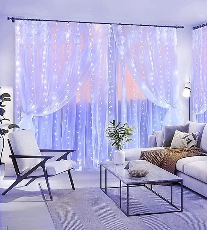 White Curtain String Lights with Remote and 8 Modes 300 LED 3m