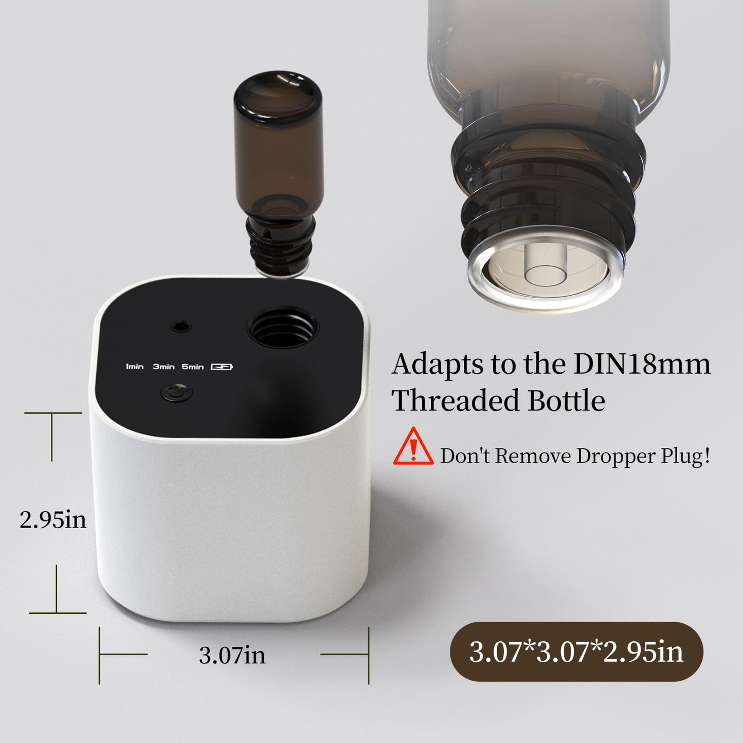 Waterless Portable Essential Oil Diffuser – Battery-Operated Mini Diffuser with 3 Mist Modes, 10ml Oil Included (White)