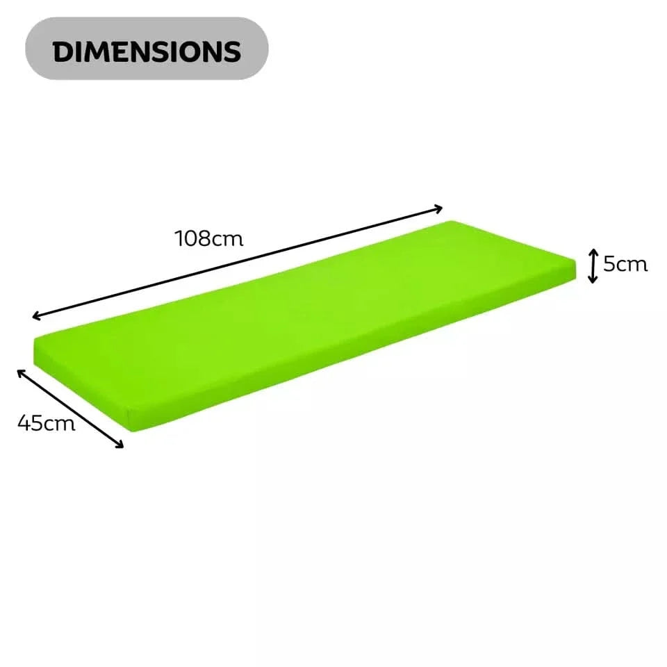 Light Green Waterproof Garden Bench Cushion for 2 to 3 Seaters