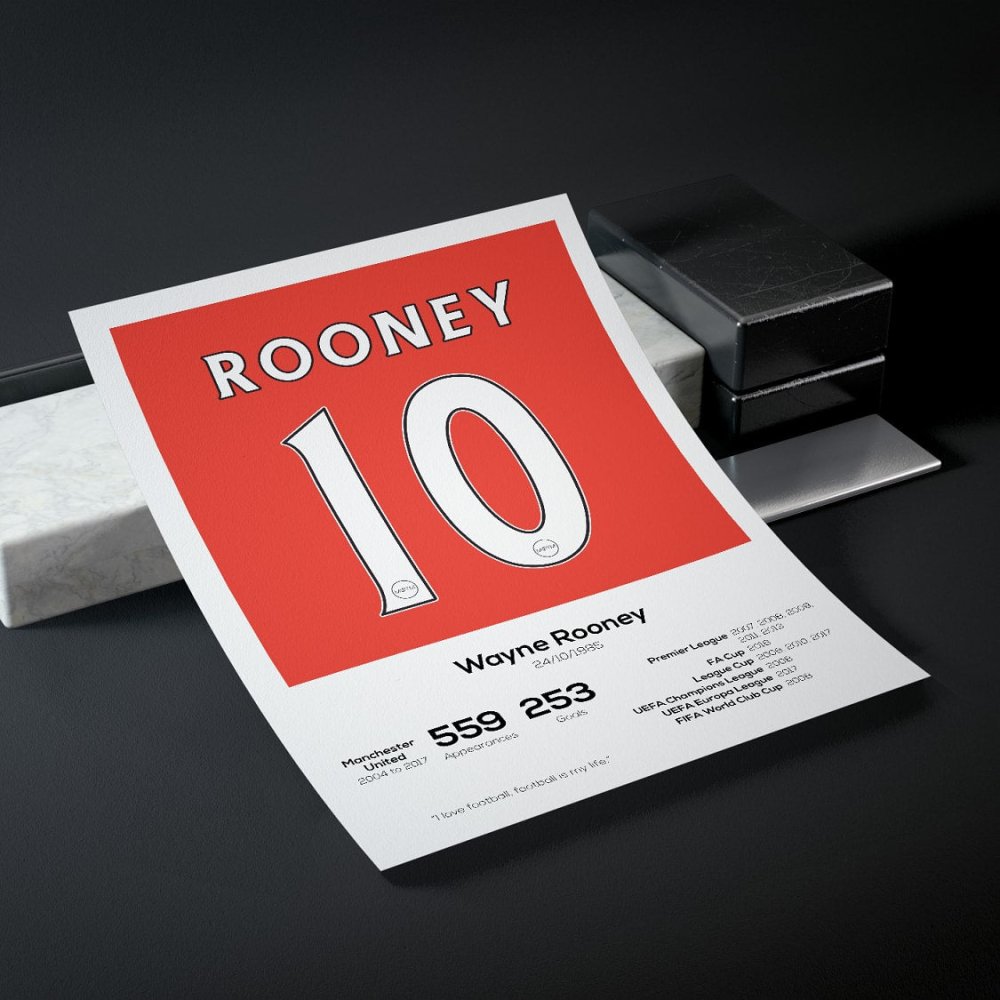 Wayne Rooney Manchester United Legend Stats Print