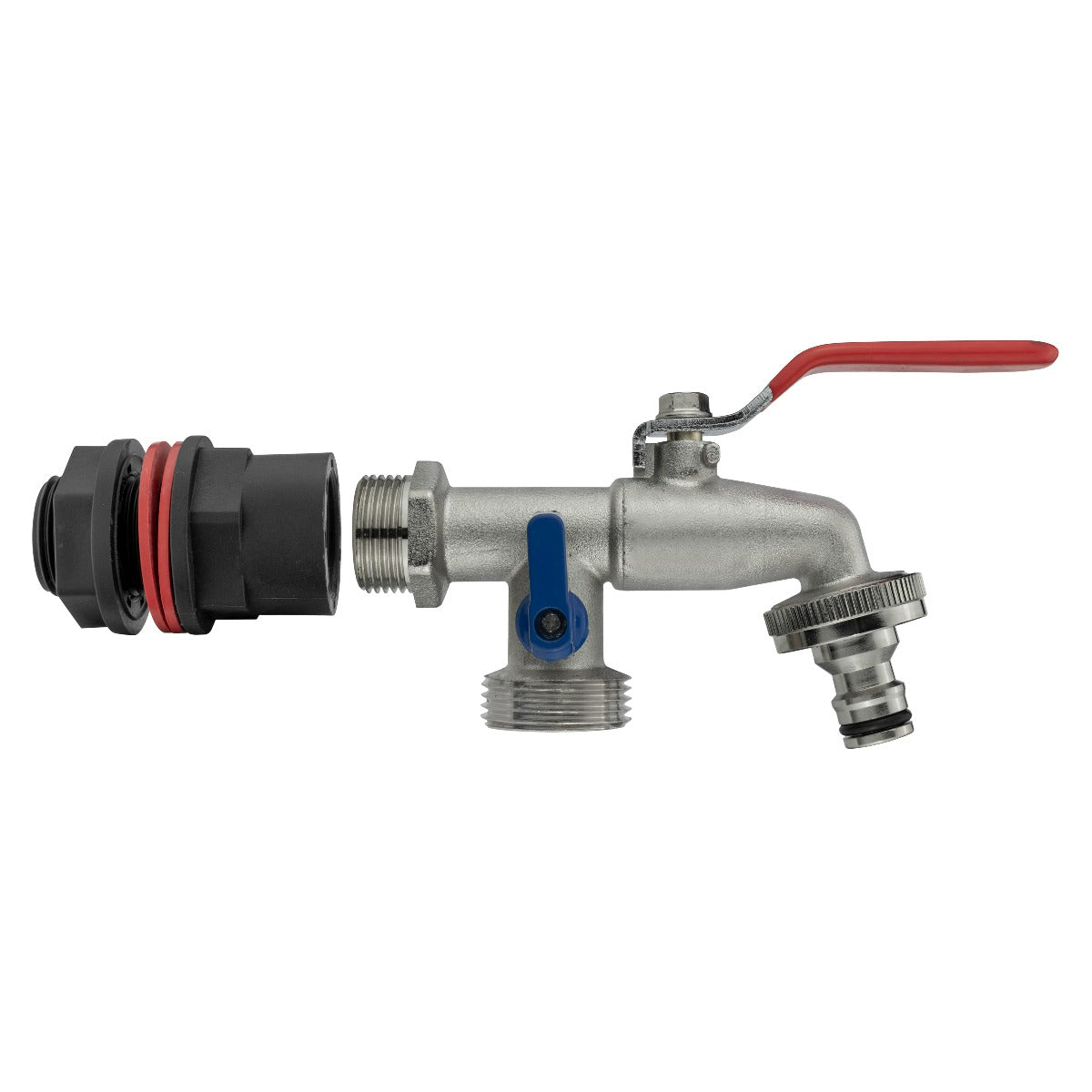 Water Butts Kit 3/4in With Double Tap Hose Connector Set DIY Workshop Accessory