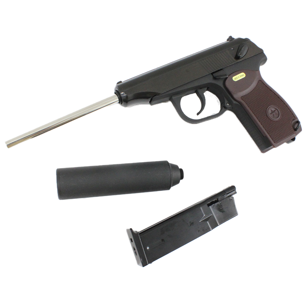 WE Makarov w/ Silencer & Extended Barrel - Brown grip