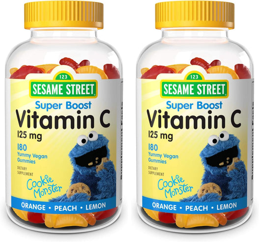 Webber Naturals Sesame Street Vitamin C Gummies for Kids 2+ – 125 mg per Gummy, 180 Gummies (Pack of 2)