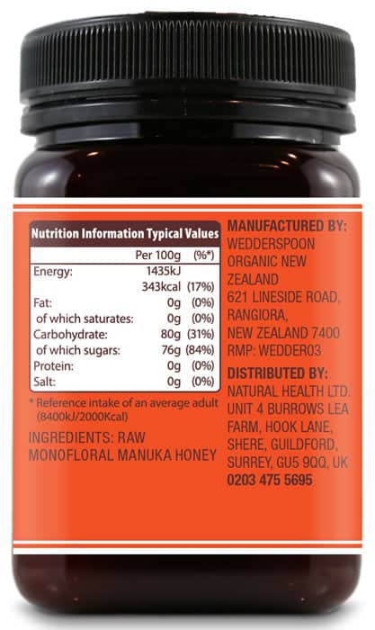 Wedderspoon Raw Manuka Honey KFactor 16+ – 500g