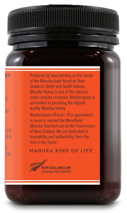 Wedderspoon Raw Manuka Honey KFactor 16+ – 500g