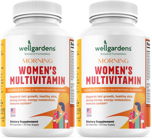Wellgardens 100% Pure Women's Multivitamin for Hair Growth – Biotin, Zinc, Antioxidants | Made in USA – 60 Capsules (Pack of 2)