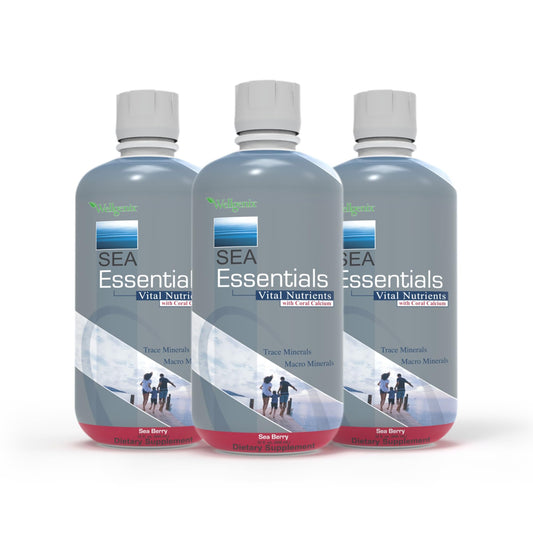 Wellgenix Sea Essentials Vital Nutrients – Coral Calcium Liquid Multivitamin, Sea Berry Flavor, 32oz