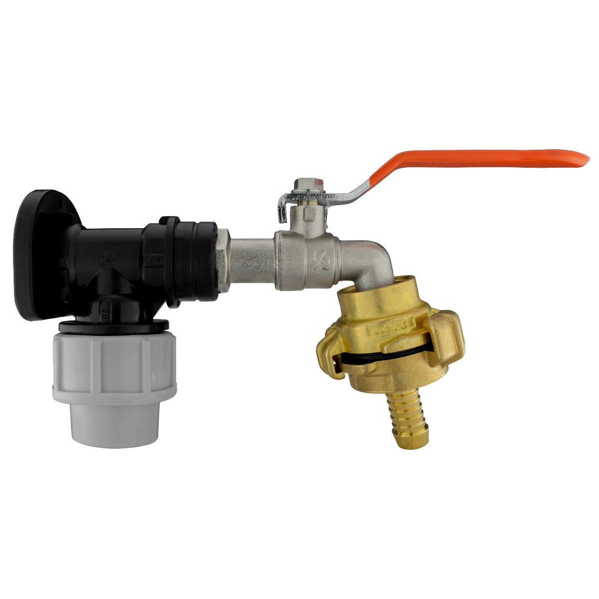Wall Flange Kit 20mm MDPE - Lever Tap 1/2in, Geka Barb 1/2in for Water Connector