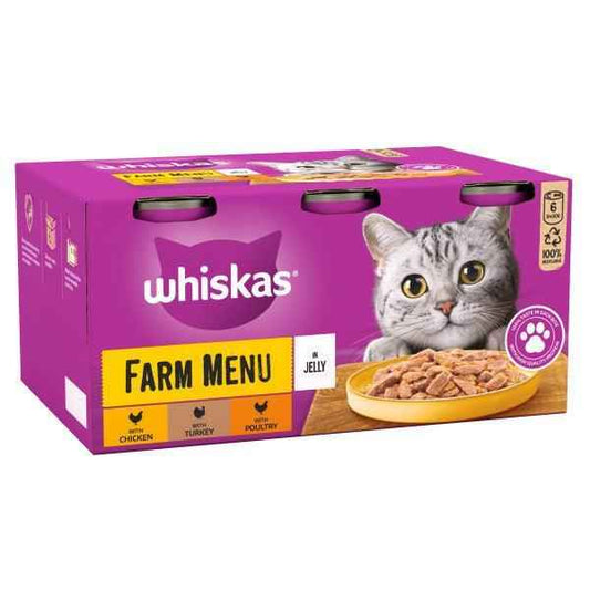 Whiskas 1+ Adult Farm Menu in Jelly Tins 4 x 6 x 400g