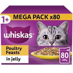 Whiskas Adult 1+ Poultry Feasts in Jelly Pouches 85g - Case of 80