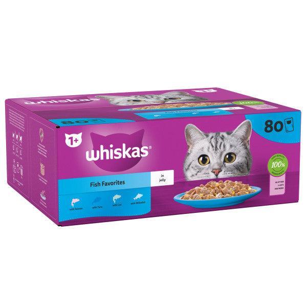 Whiskas Adult 1+ Fish Favourites in Jelly Pouches 80 x 85g - Case of 80
