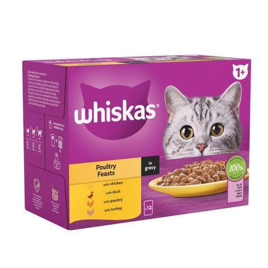 Whiskas Adult 1+ Poultry Feasts in Gravy Pouches 12x85g