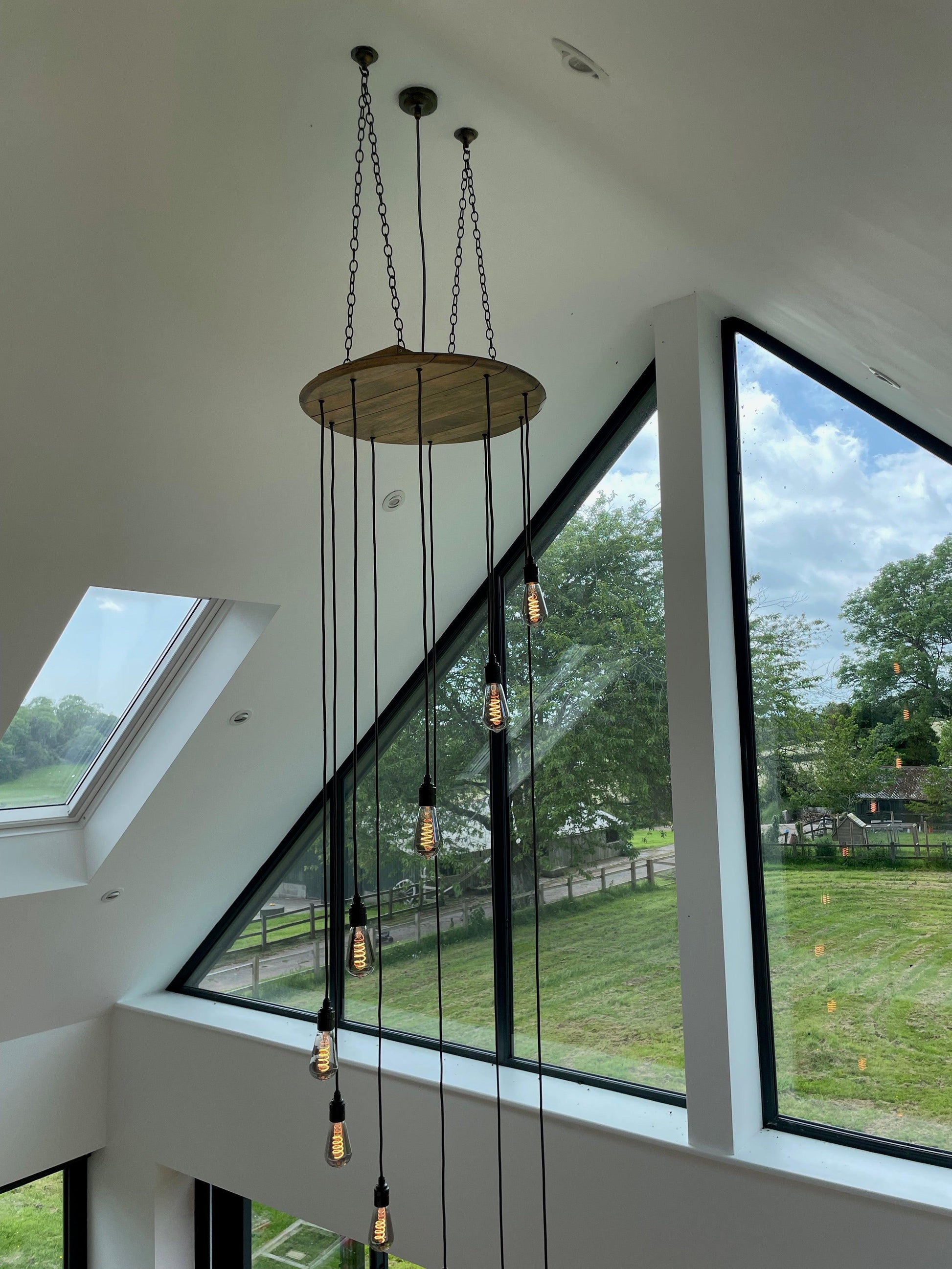 Whiskey Barrel Cascade Cluster Pendant Light Wooden Chandelier