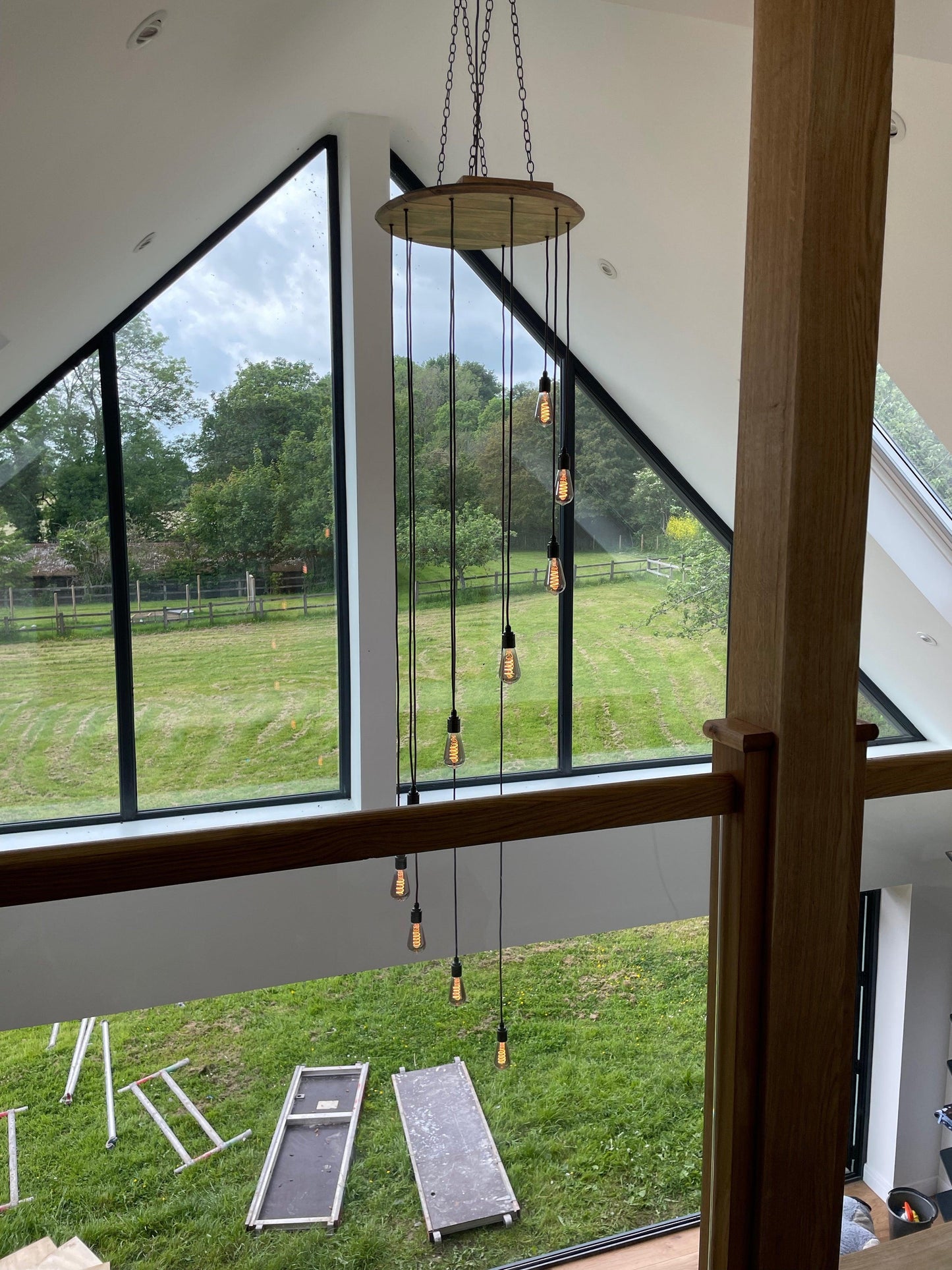 Whiskey Barrel Cascade Cluster Pendant Light Wooden Chandelier