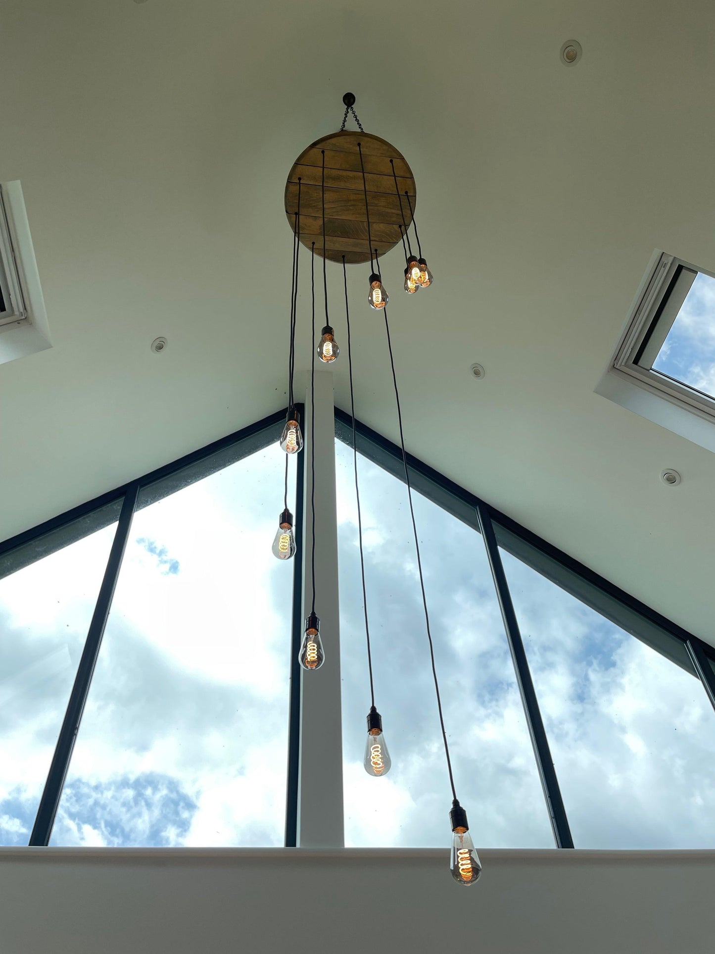 Whiskey Barrel Cascade Cluster Pendant Light Wooden Chandelier