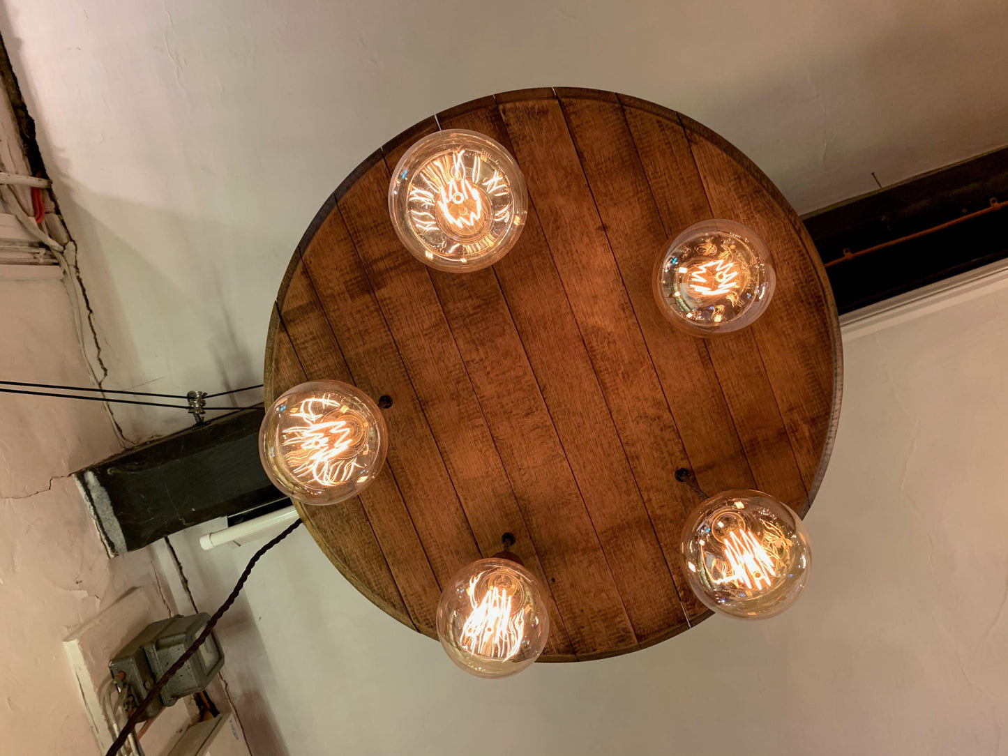 Whiskey Barrel Wooden Chandelier Cluster Pendant Light