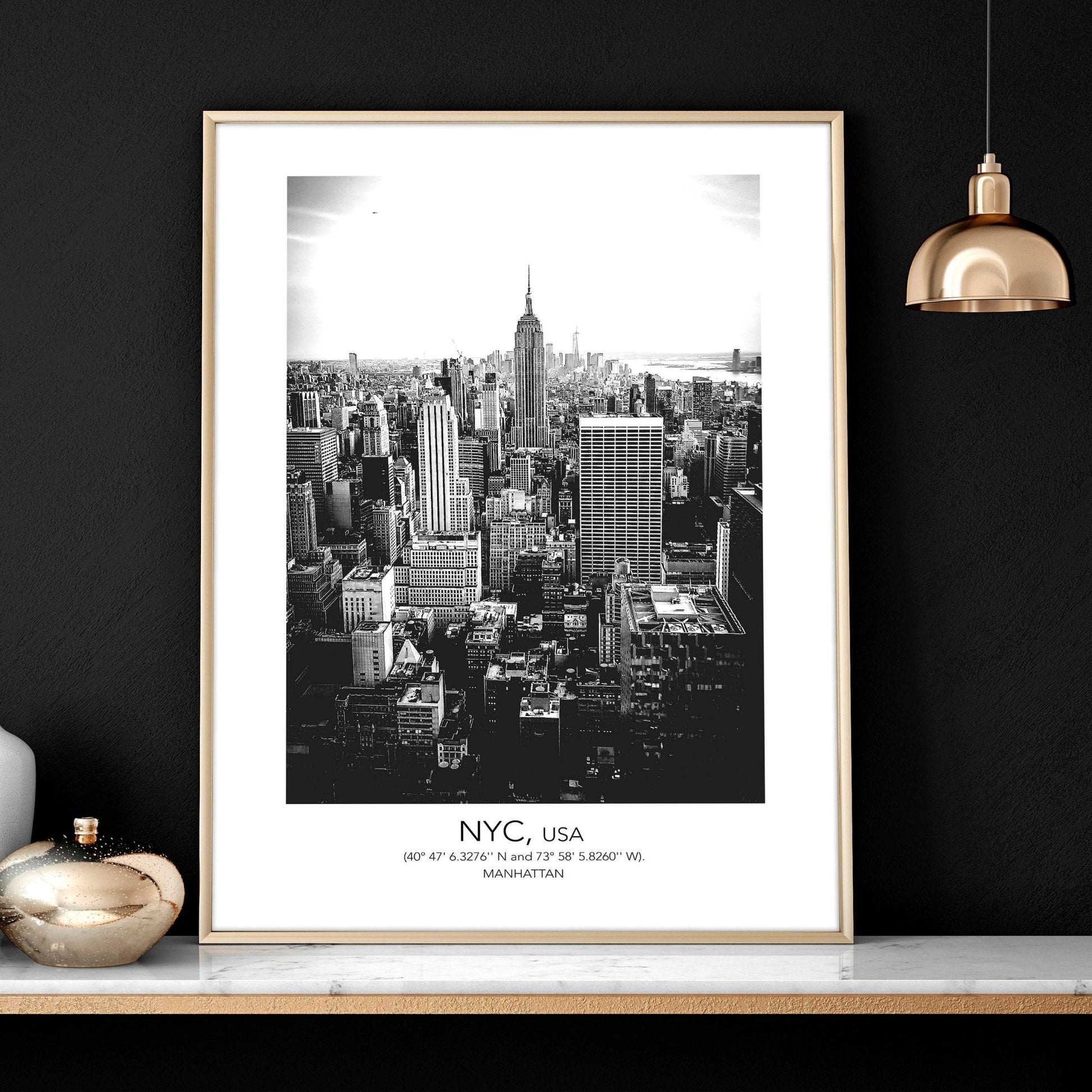 White and black art | set of 3 New York living room wall art