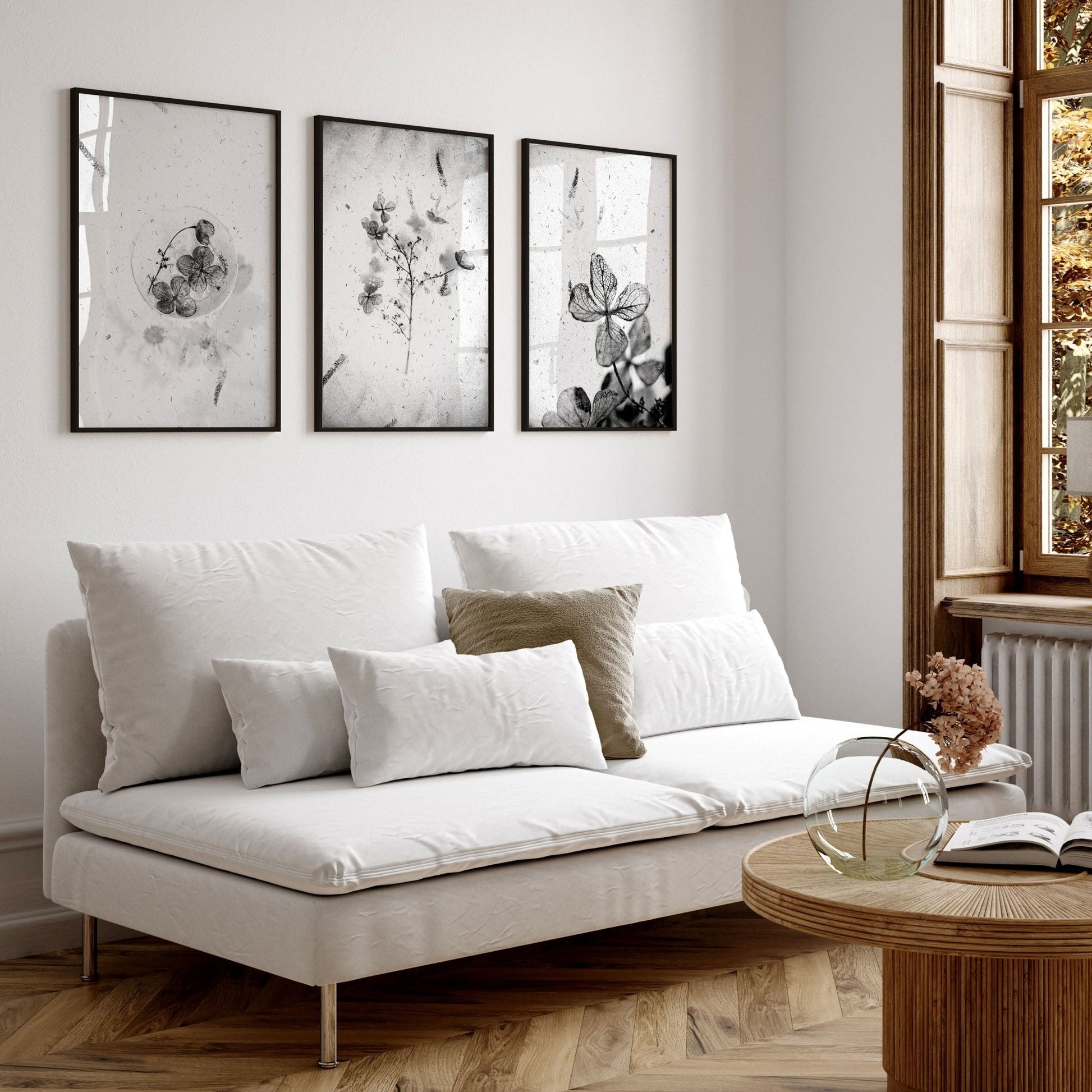 Wall arts black and white | set of 3 framed wall art prints