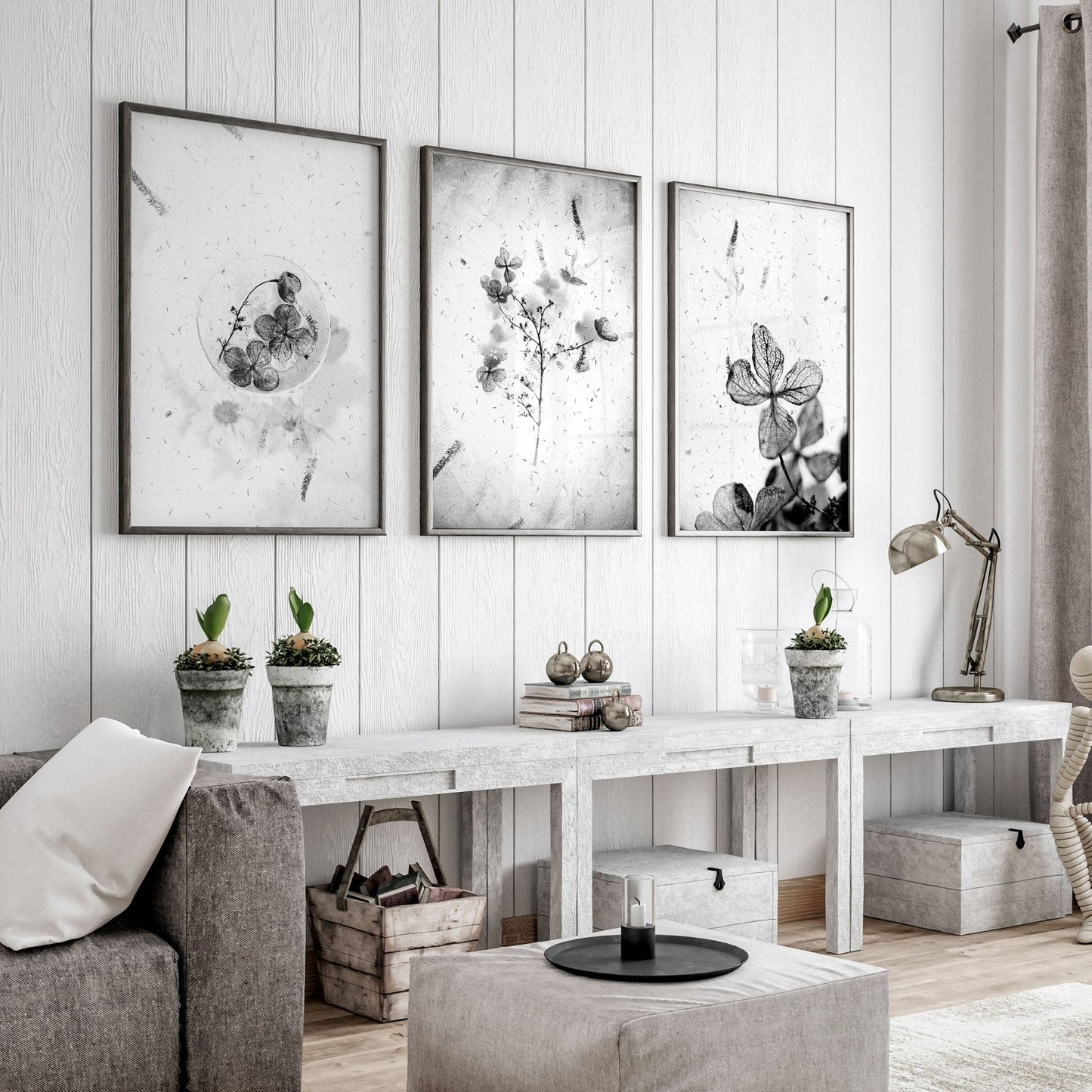 Wall arts black and white | set of 3 framed wall art prints