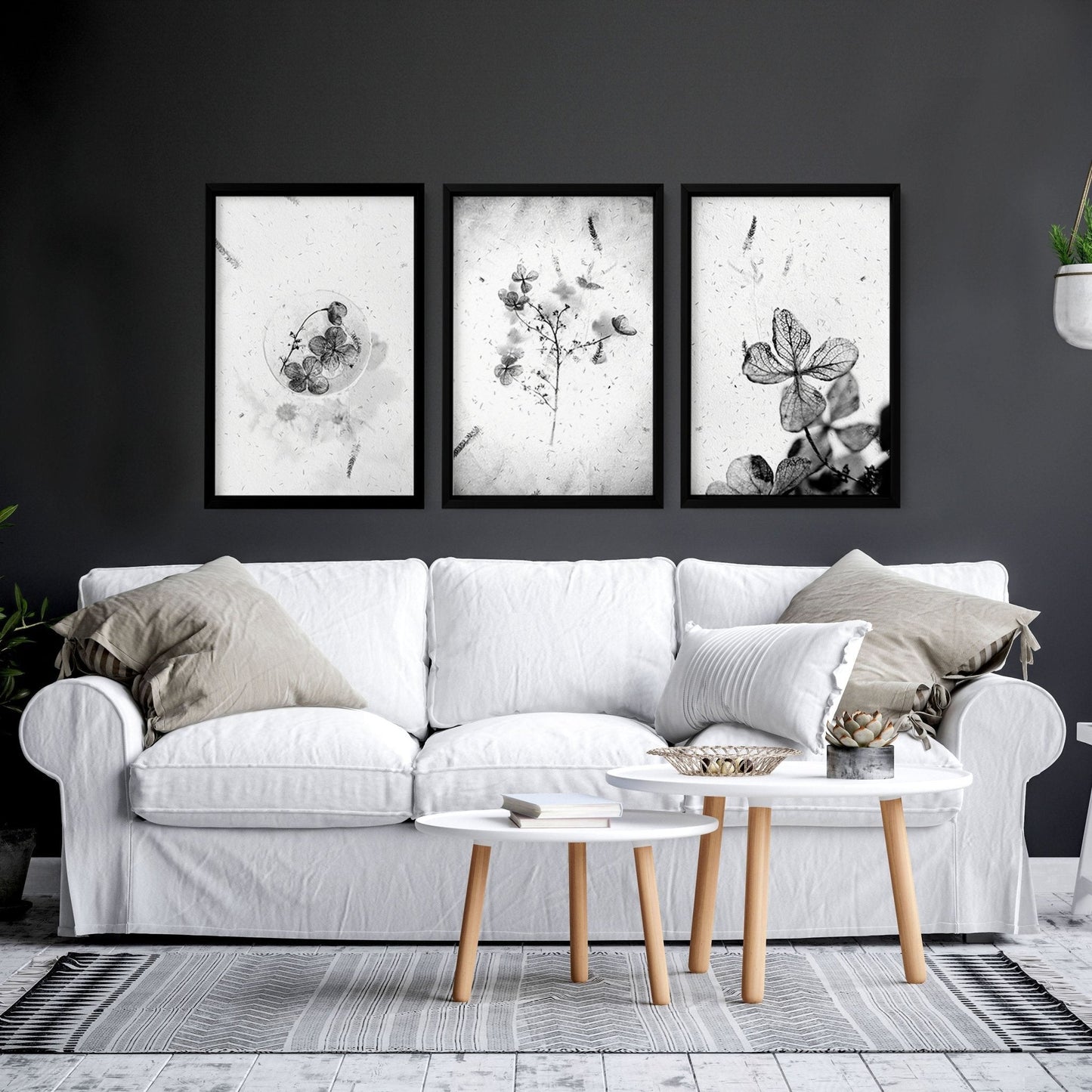 Wall arts black and white | set of 3 framed wall art prints